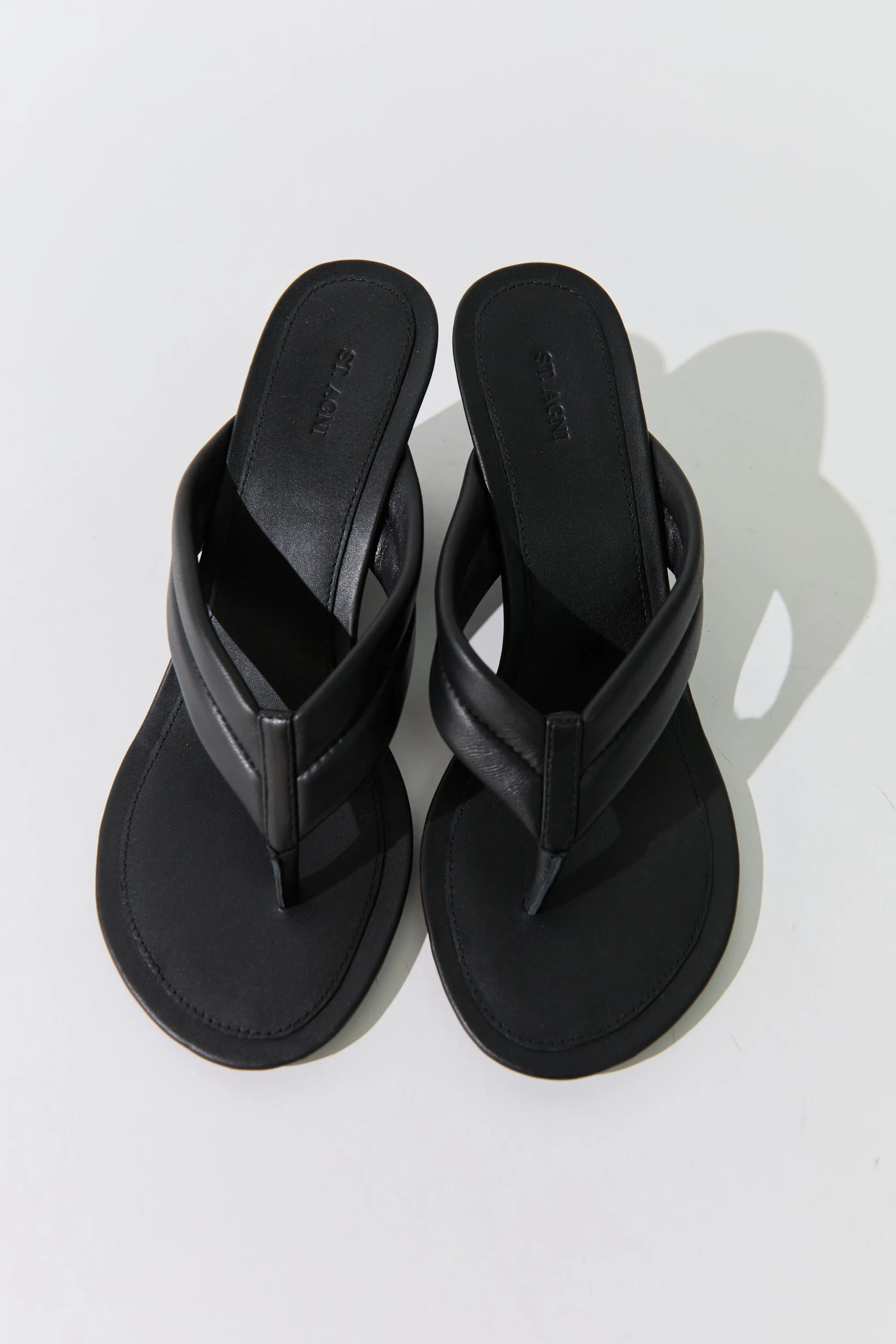 Stitch Detail Thong Wedge - Black sold by St. Agni product image thumbnail 4