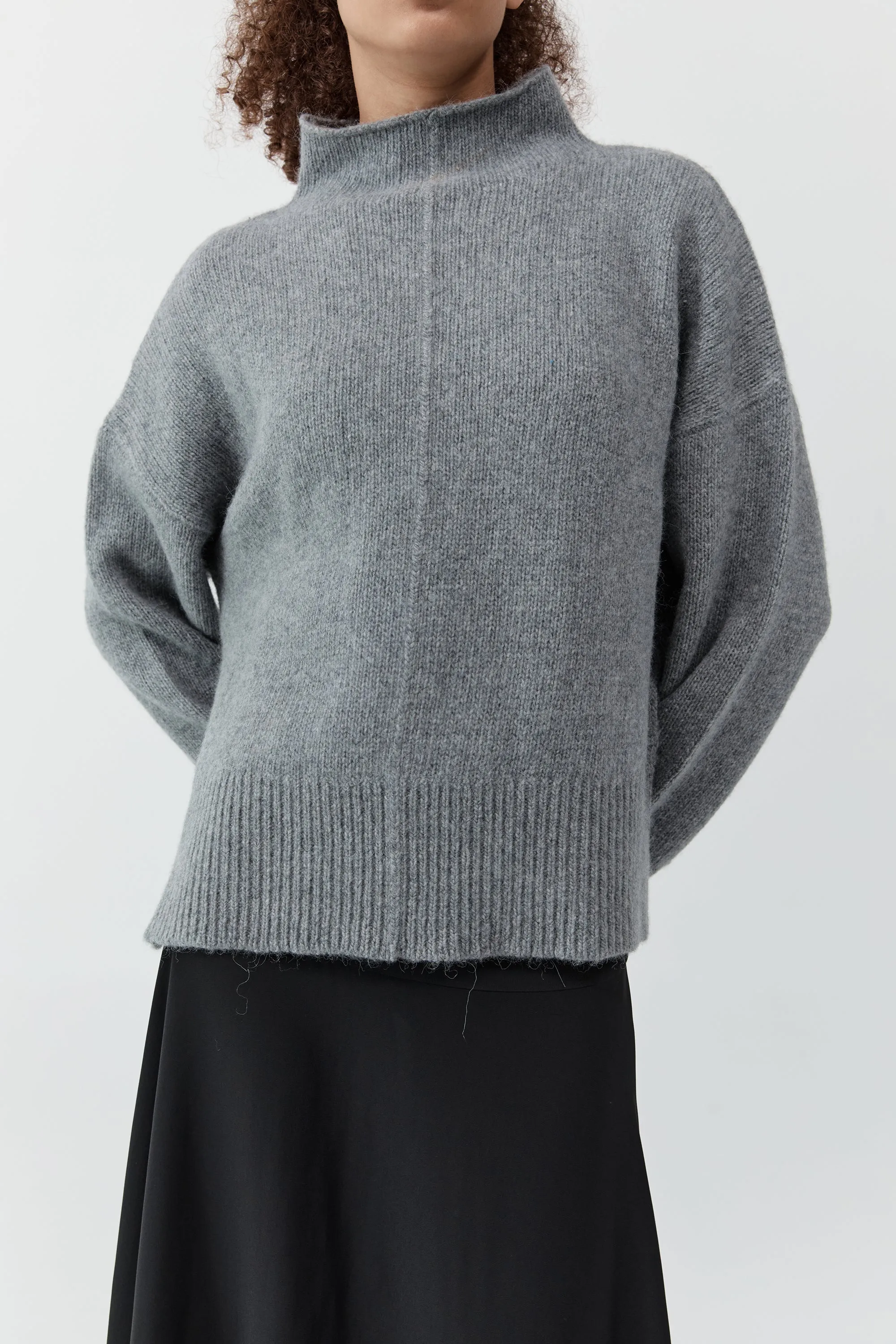 Wool Blend Mock Neck Sweater - Concrete sold by St. Agni product image thumbnail 3