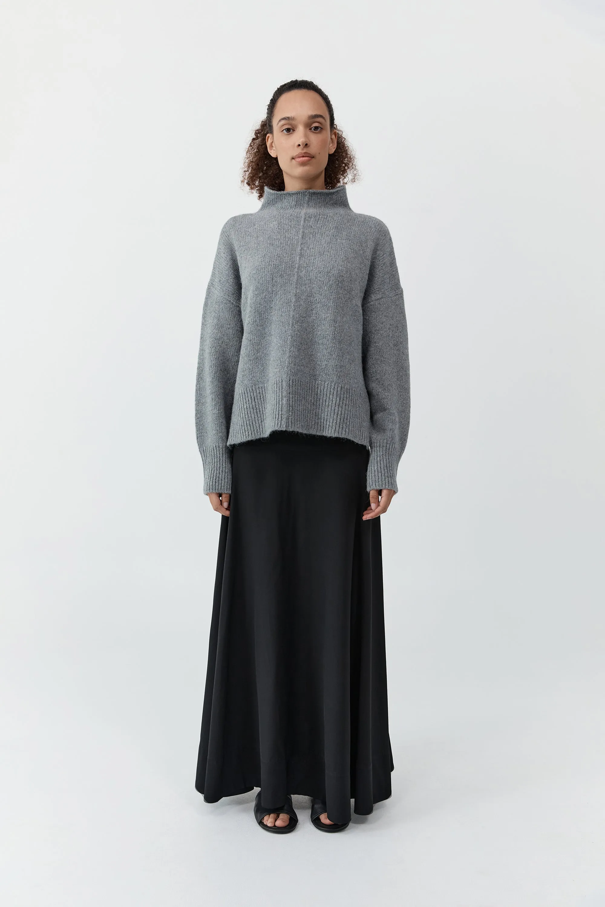 Wool Blend Mock Neck Sweater - Concrete sold by St. Agni product image thumbnail 2