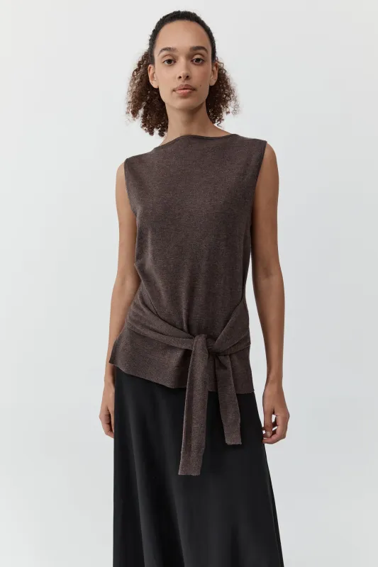 Fine Merino Tie Waist Top - Mulch made by St. Agni
