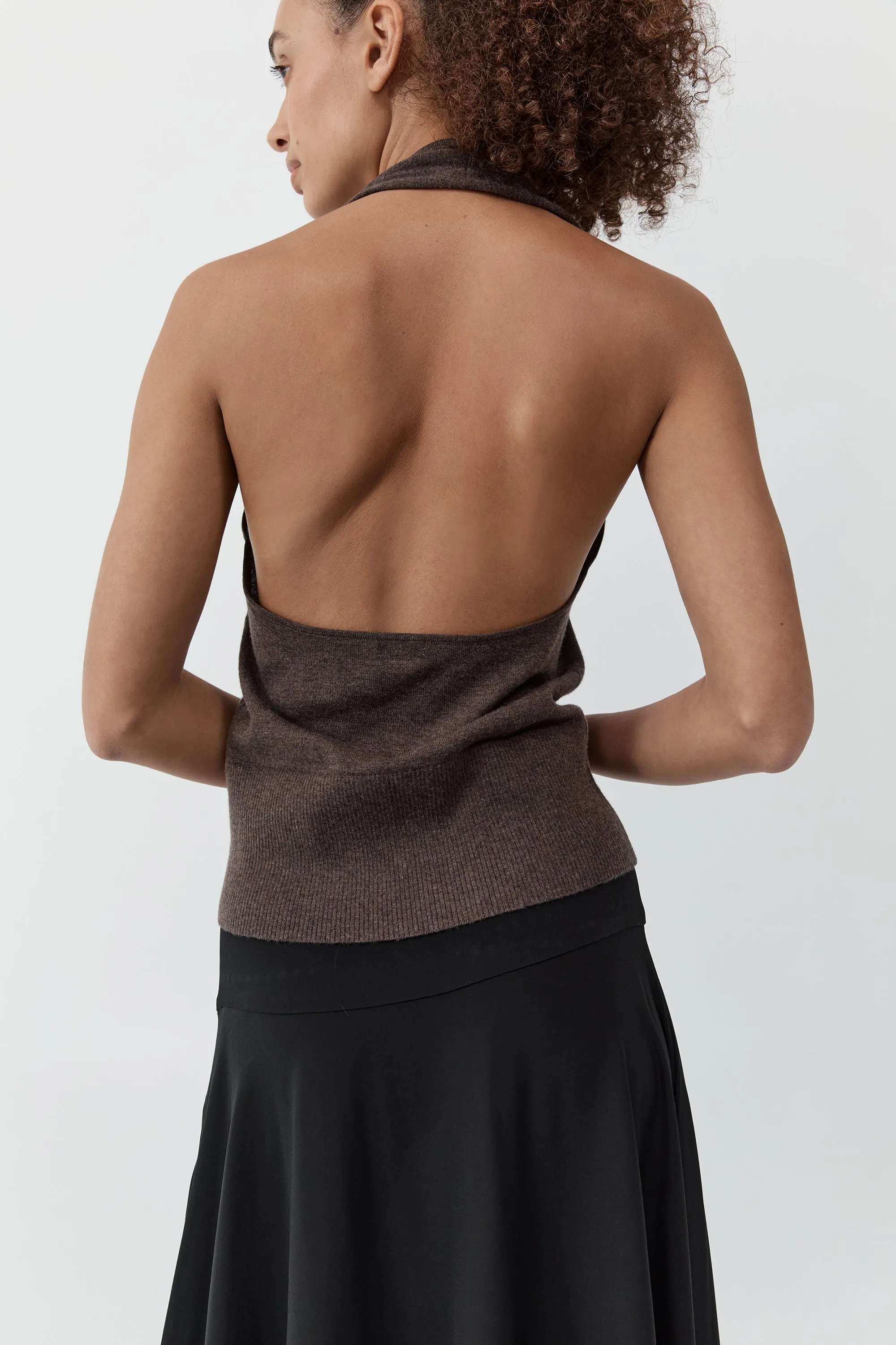 Fine Merino Halter Top - Mulch sold by St. Agni product image thumbnail 4