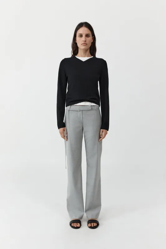 Fine Merino V Neck Sweater - Black made by St. Agni