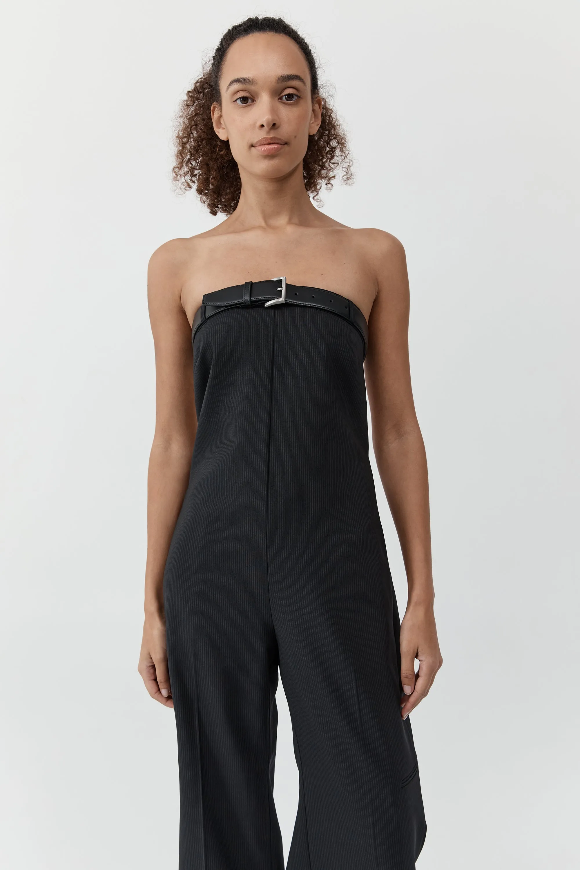 Wool Pinstripe Deconstructed Jumpsuit - Fine Pinstripe sold by St. Agni product image thumbnail 3