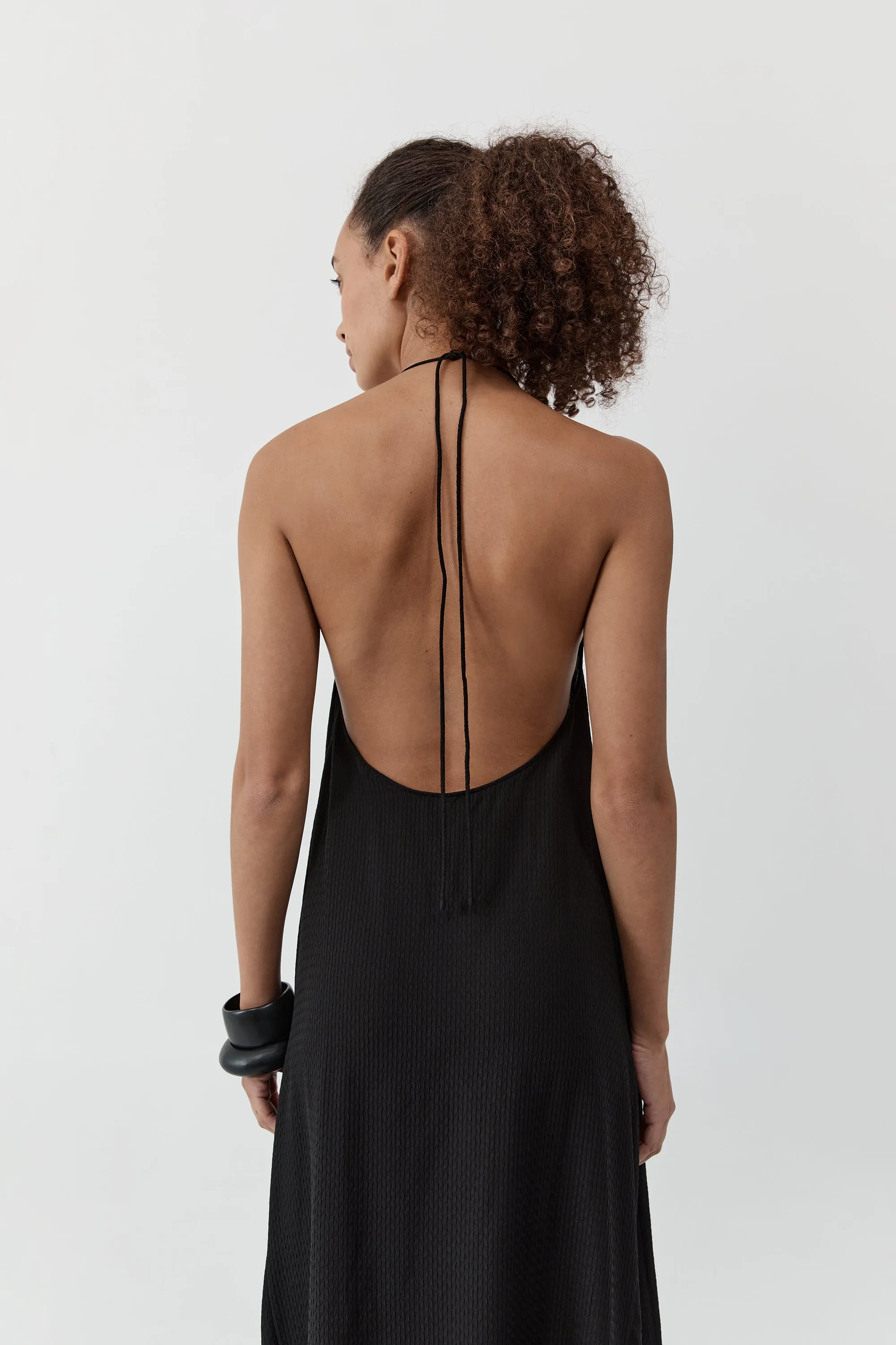 Textured Weave Halter Dress - Black sold by St. Agni product image thumbnail 4