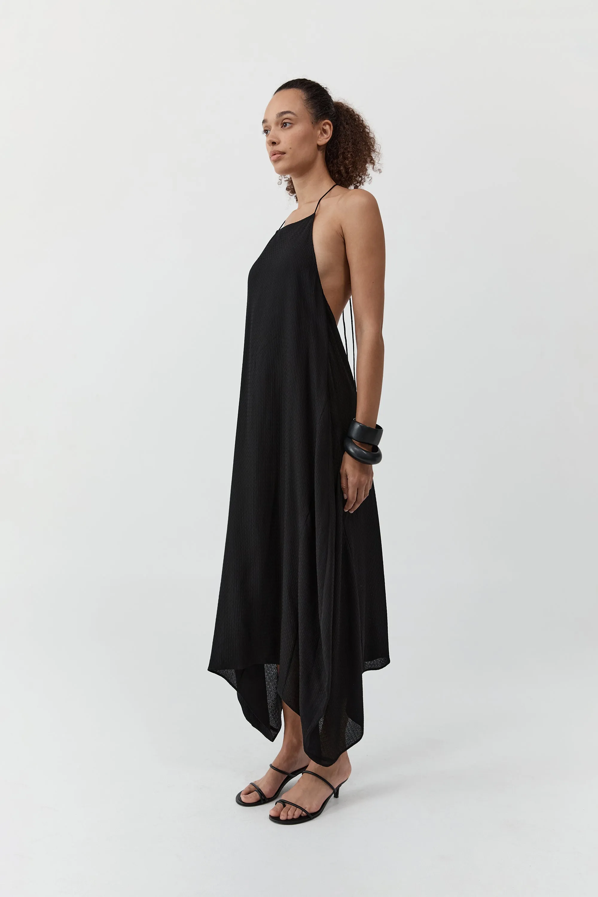Textured Weave Halter Dress - Black sold by St. Agni product image thumbnail 3