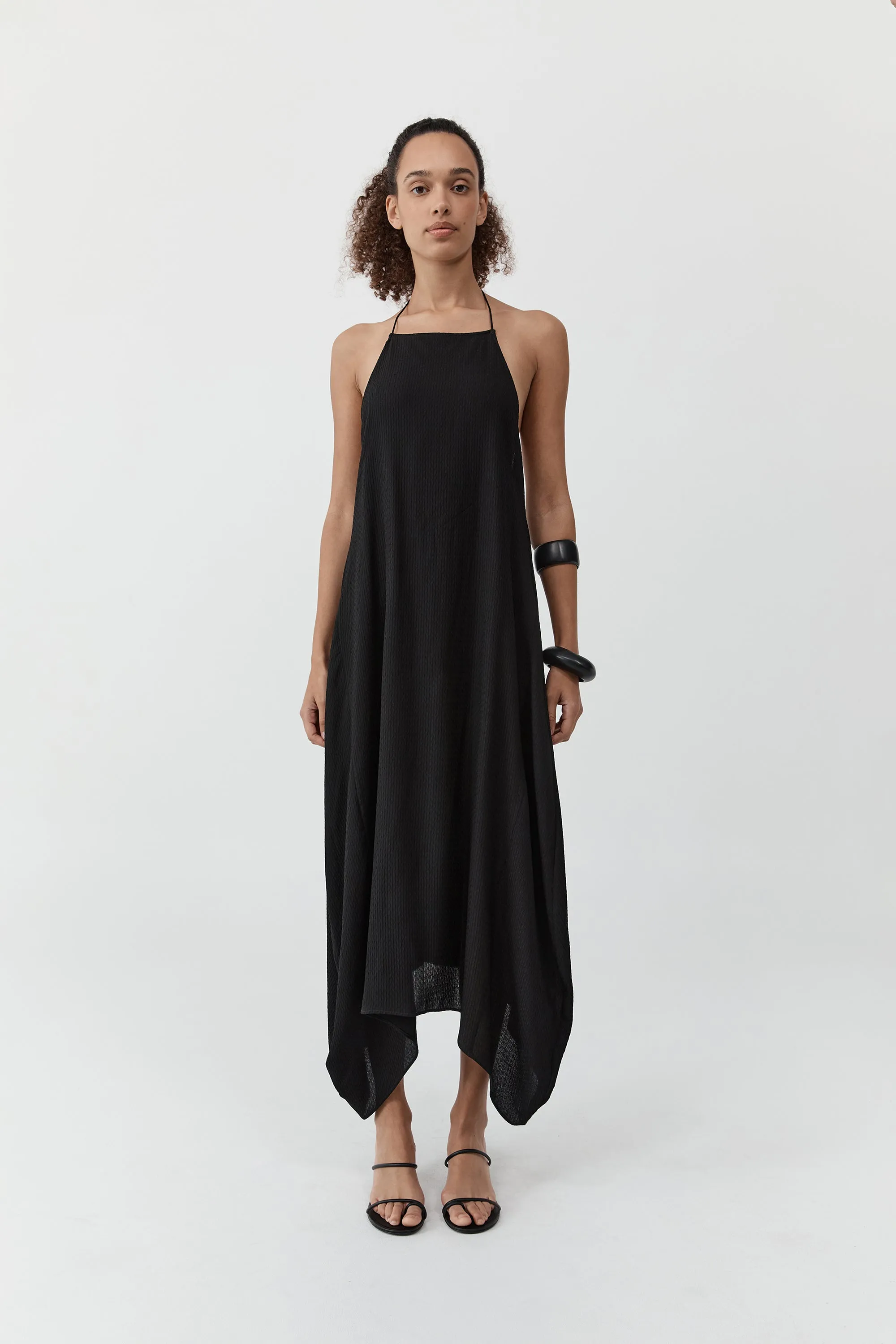 Textured Weave Halter Dress - Black sold by St. Agni