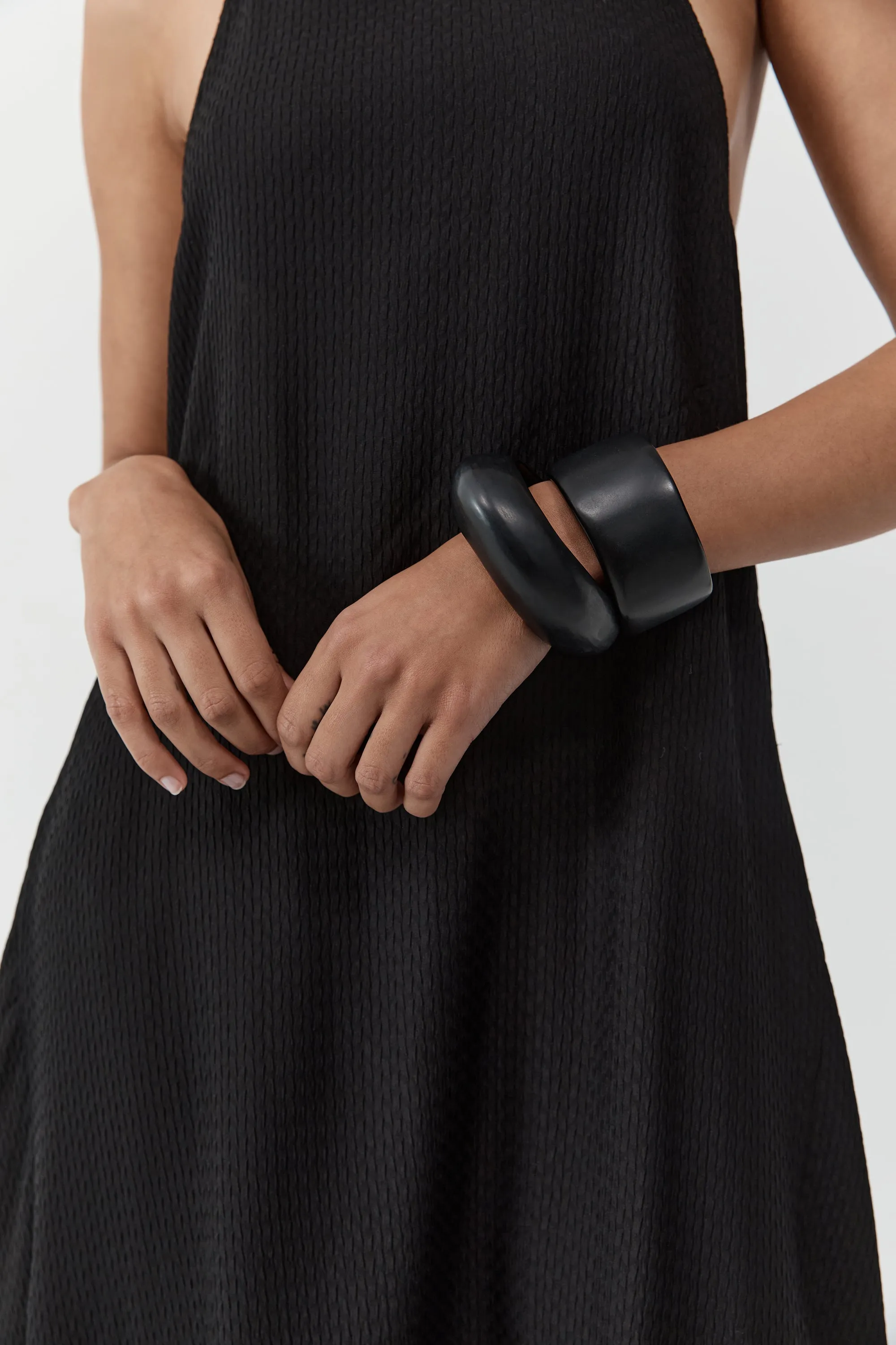 Textured Weave Halter Dress - Black sold by St. Agni product image thumbnail 2