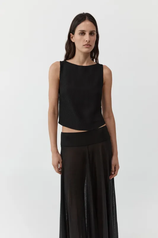 Textured Weave Top - Black made by St. Agni