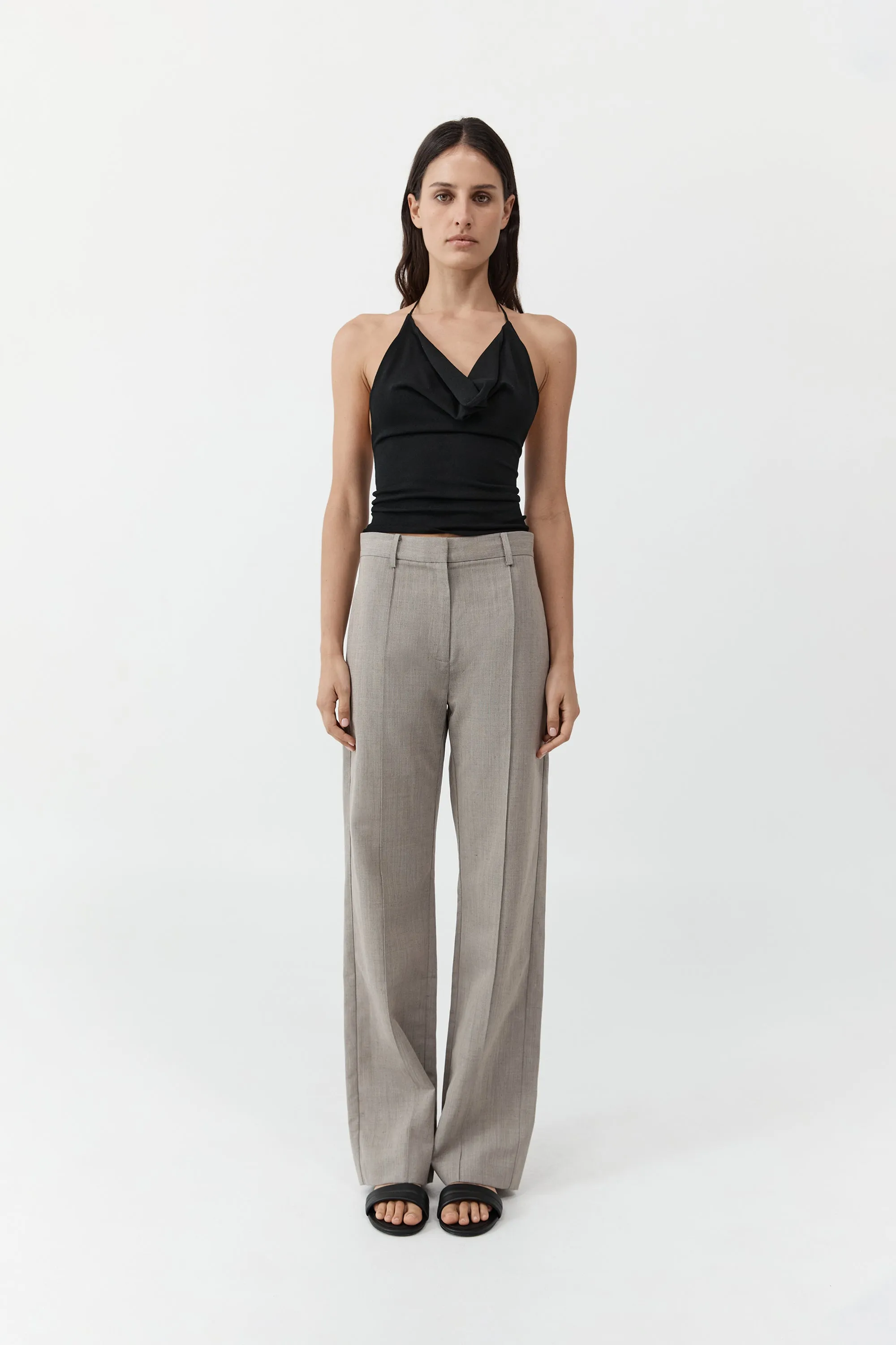 Classic Pintuck Pants - Pebble Melange sold by St. Agni