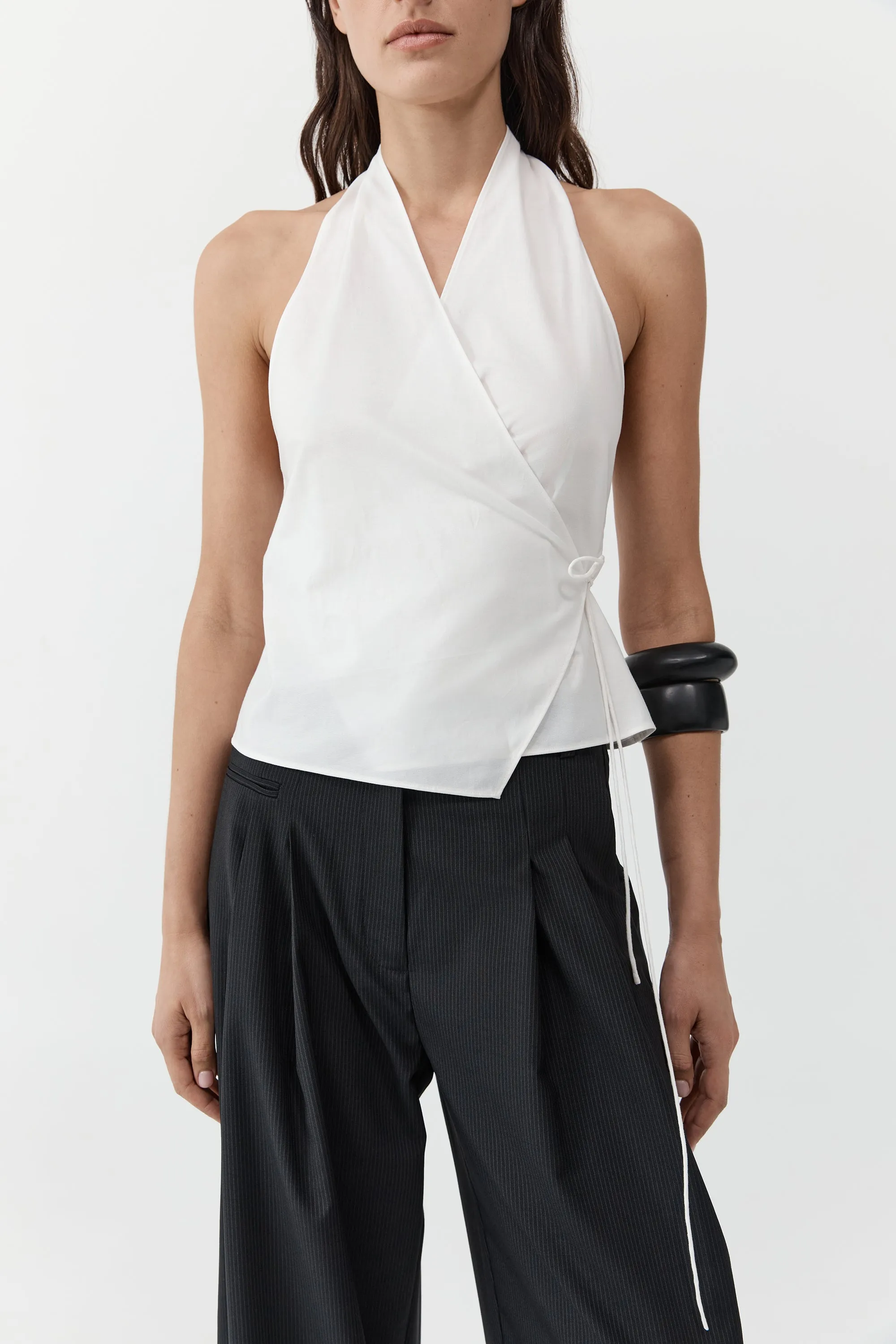 Oxford Wrap Top - White sold by St. Agni product image thumbnail 2