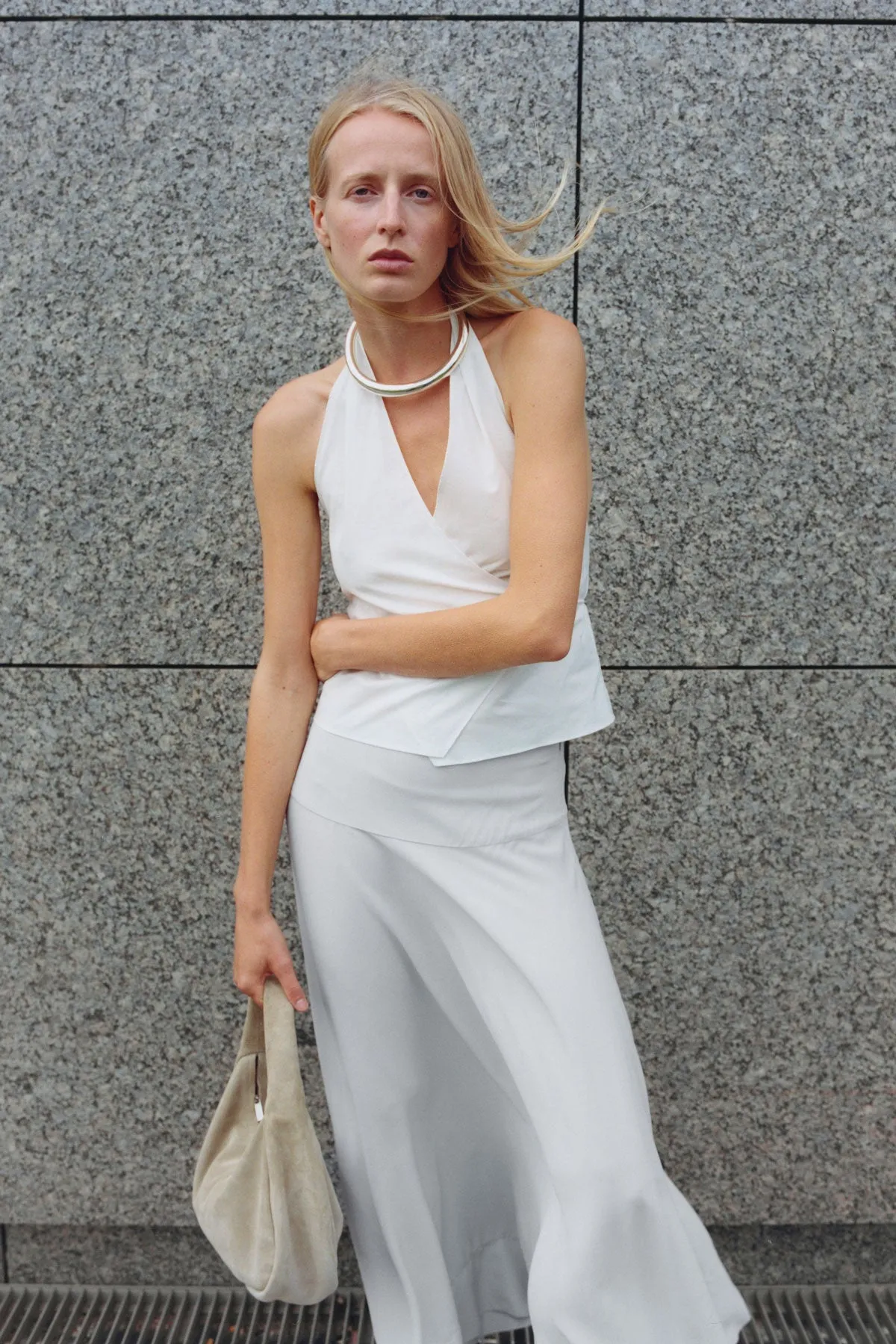 Oxford Wrap Top - White sold by St. Agni product image thumbnail 4