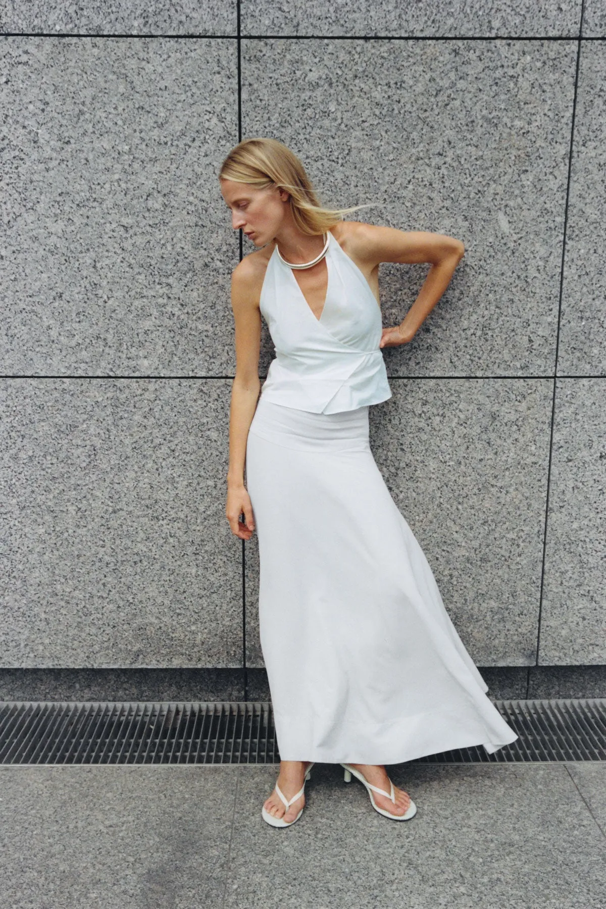 Oxford Wrap Top - White sold by St. Agni product image thumbnail 5