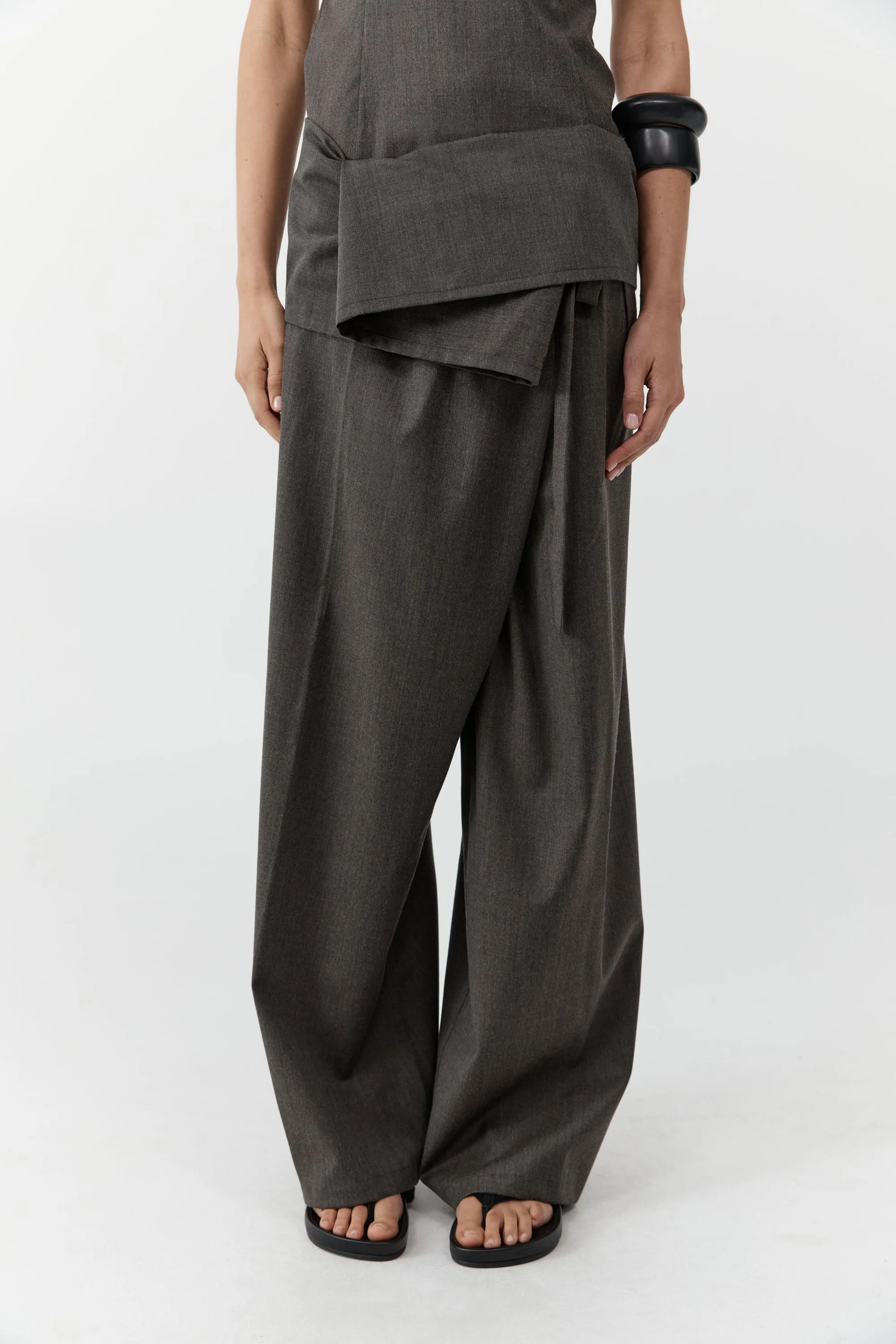 Wool Tailored Fisherman Pants - Mulch sold by St. Agni product image thumbnail 2