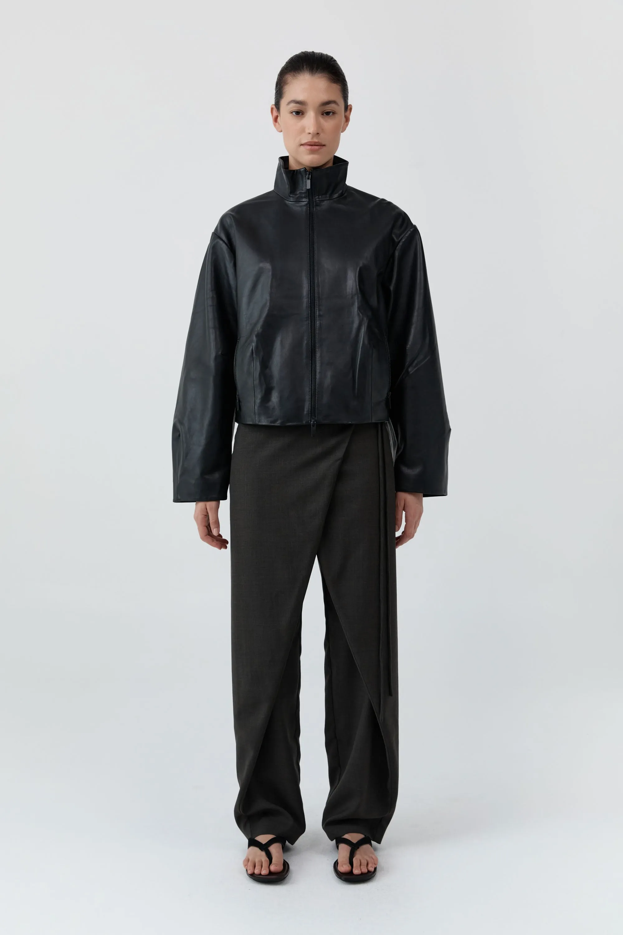 Cocoon Zip Leather Jacket - Black sold by St. Agni product image thumbnail 3