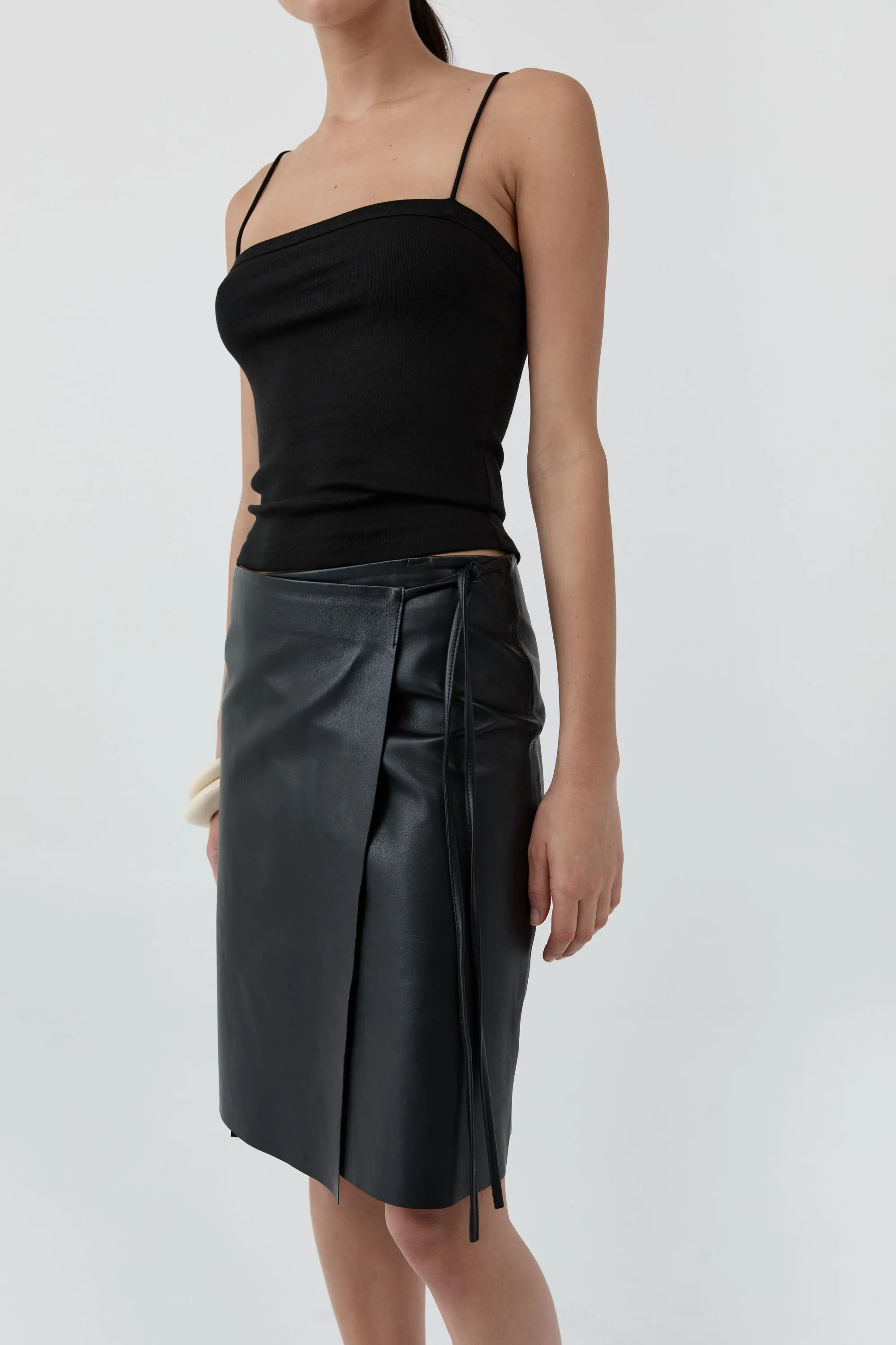 Leather Everyday Wrap Skirt - Black sold by St. Agni product image thumbnail 5