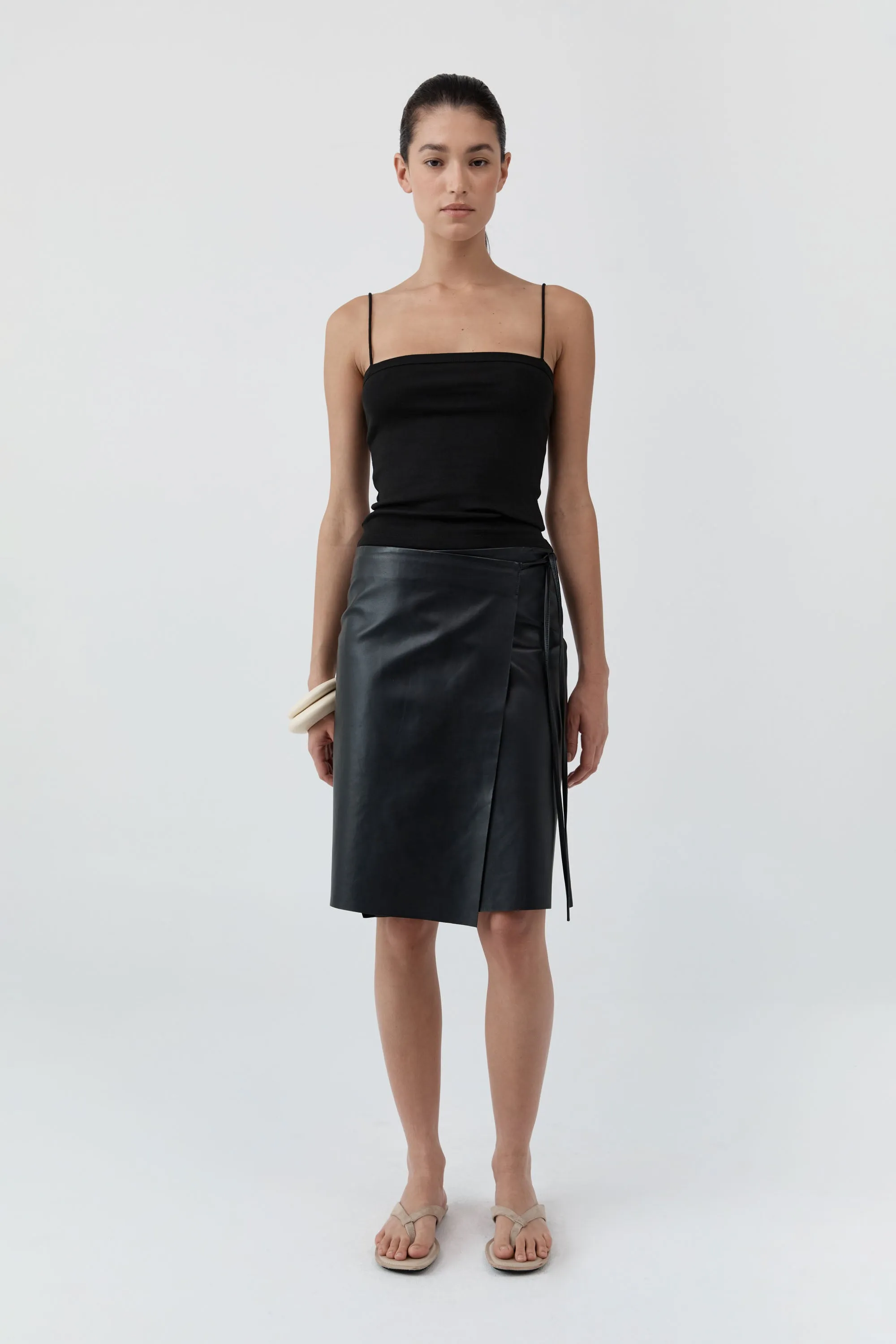 Leather Everyday Wrap Skirt - Black sold by St. Agni