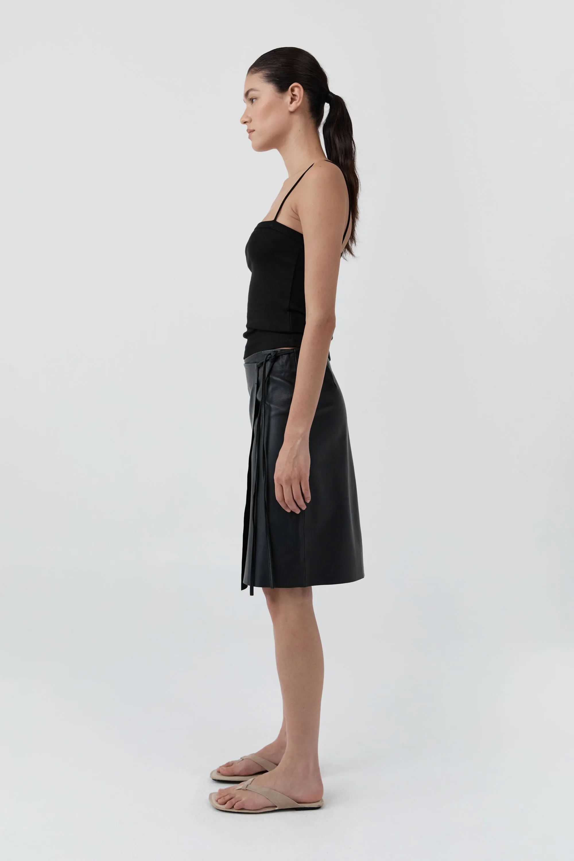 Leather Everyday Wrap Skirt - Black sold by St. Agni product image thumbnail 3