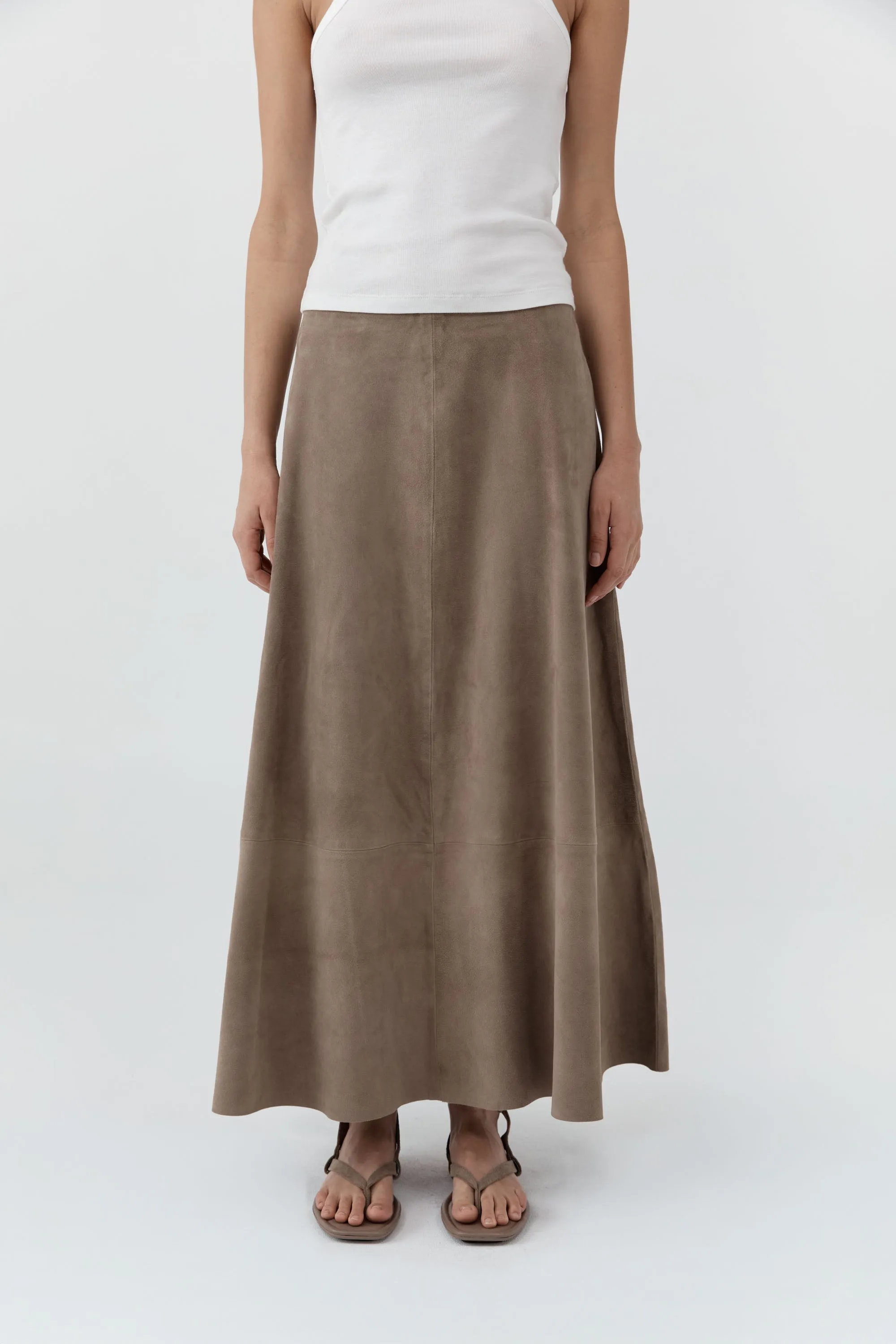 Suede Circle Skirt - Earth sold by St. Agni product image thumbnail 2