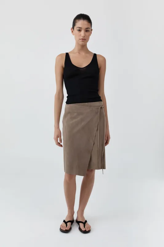 Suede Everyday Wrap Skirt - Earth made by St. Agni