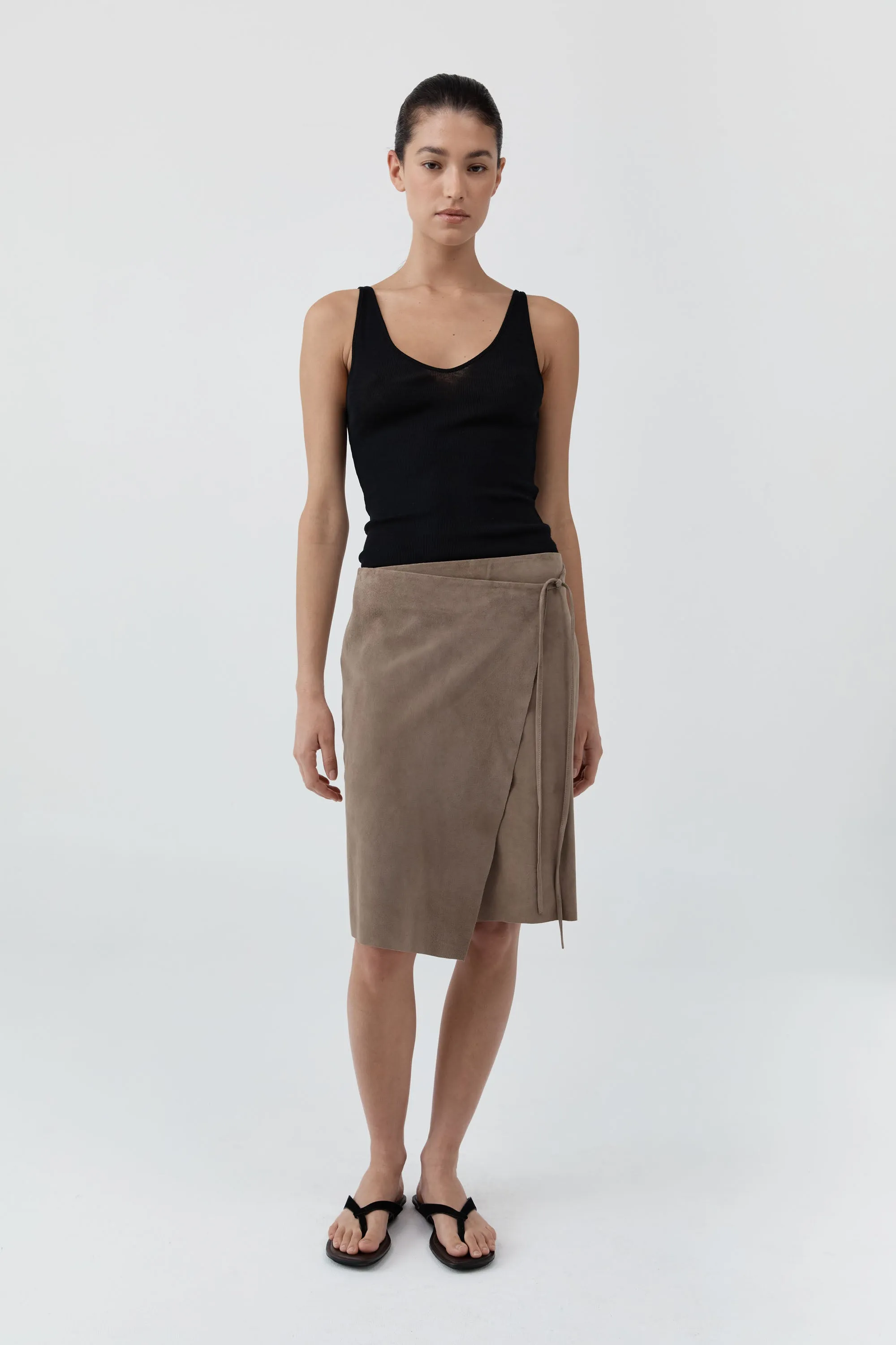 Suede Everyday Wrap Skirt - Earth sold by St. Agni