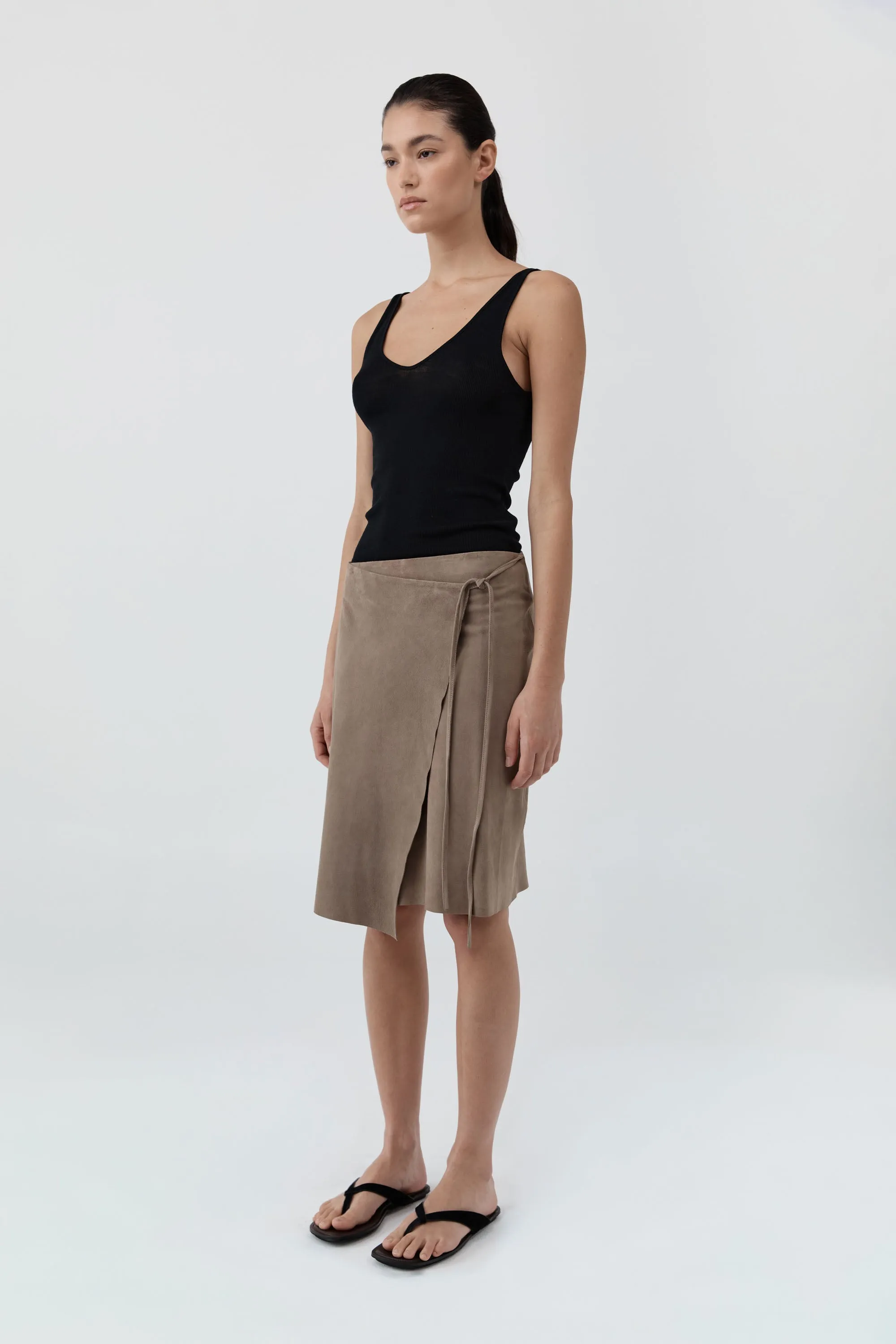 Suede Everyday Wrap Skirt - Earth sold by St. Agni product image thumbnail 4