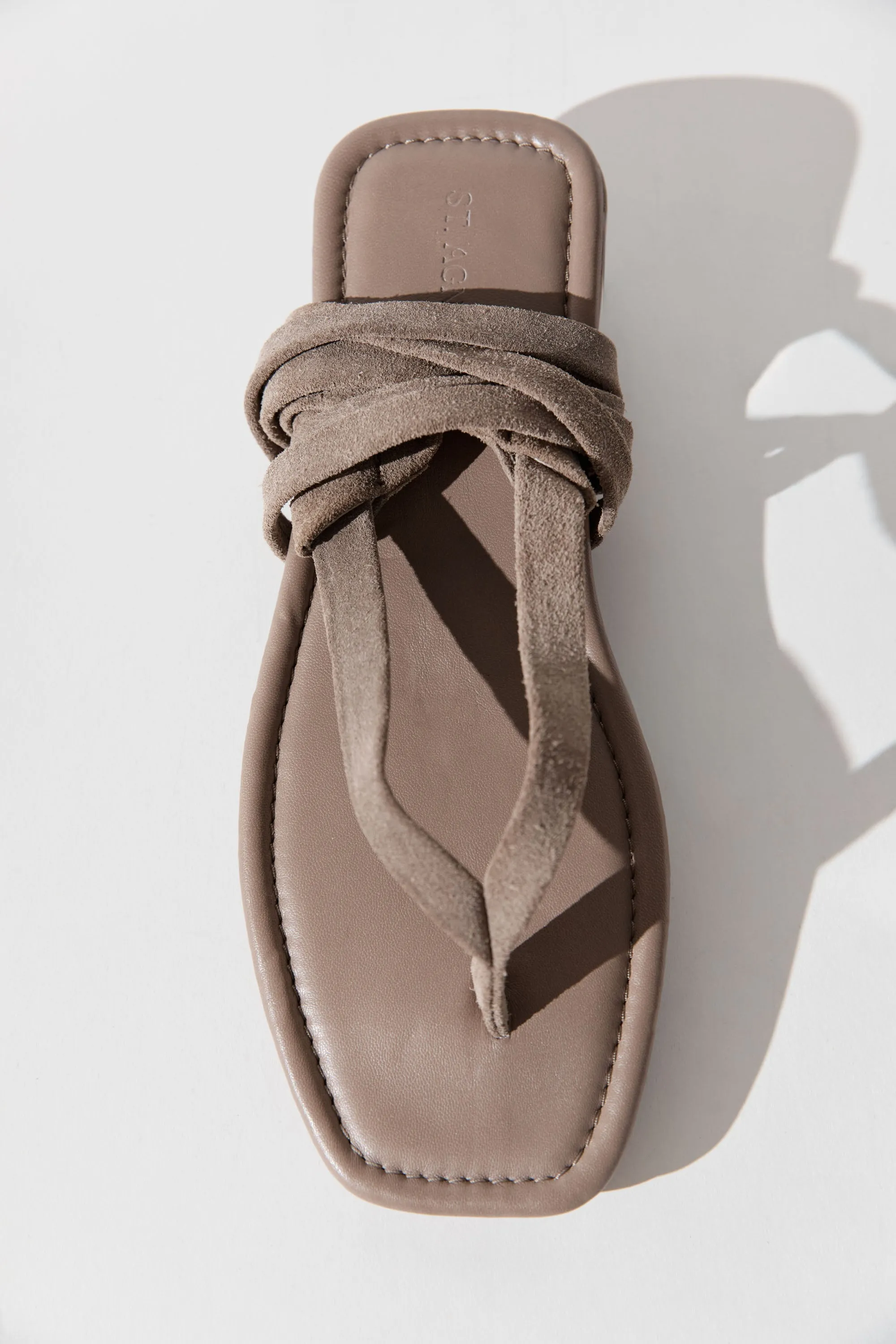 Suede Tie Up Sandal - Almond sold by St. Agni product image thumbnail 3