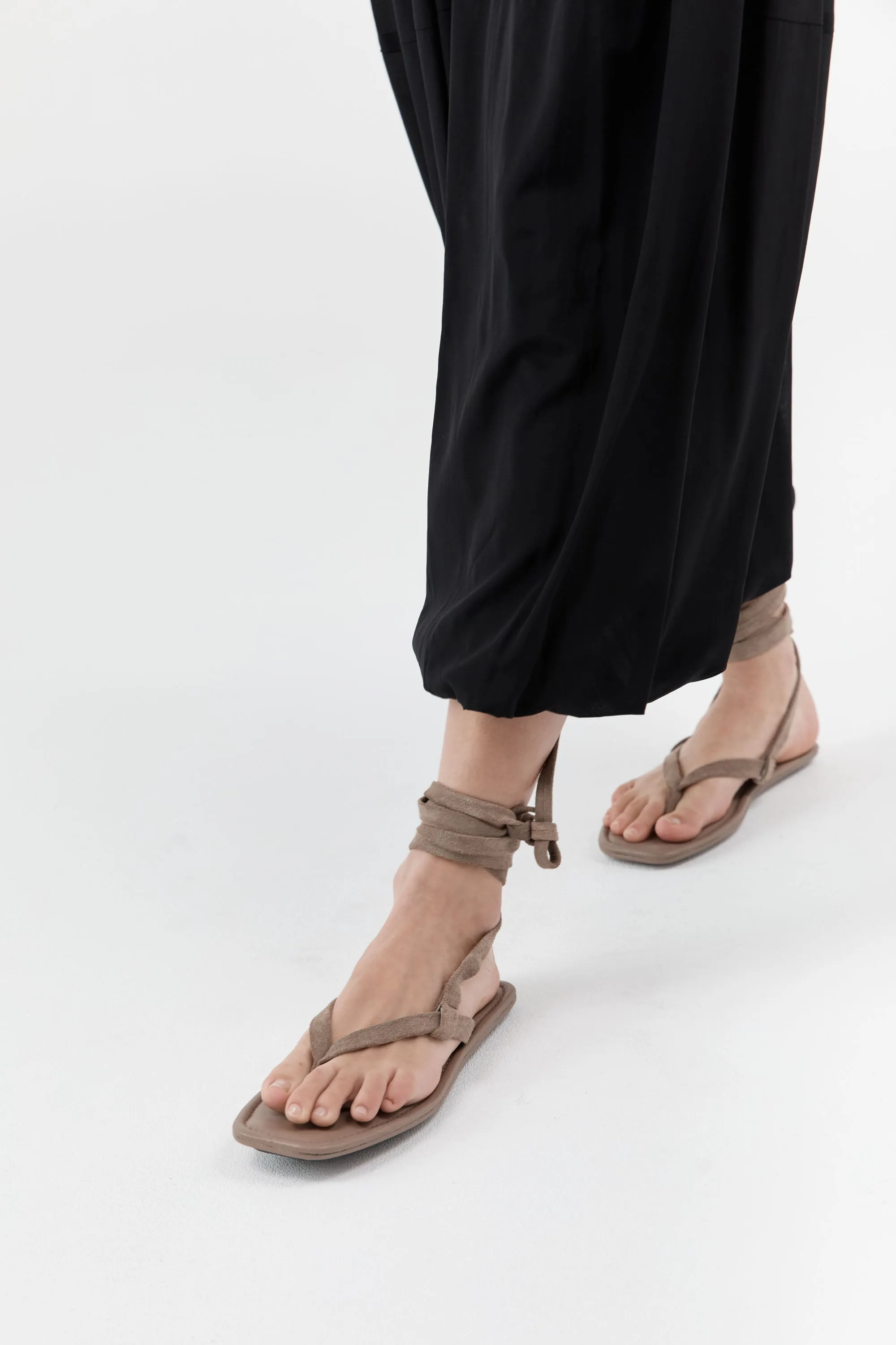 Suede Tie Up Sandal - Almond sold by St. Agni product image thumbnail 2