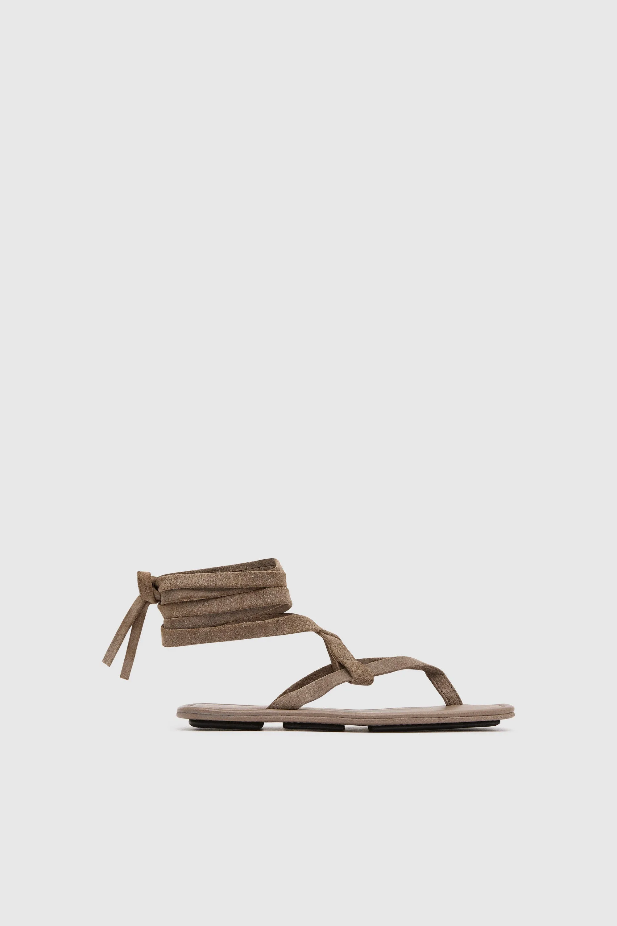 Suede Tie Up Sandal - Almond sold by St. Agni
