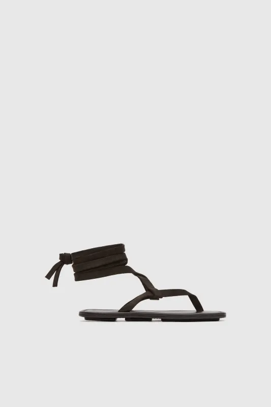 Suede Tie Up Sandal - Coffee made by St. Agni