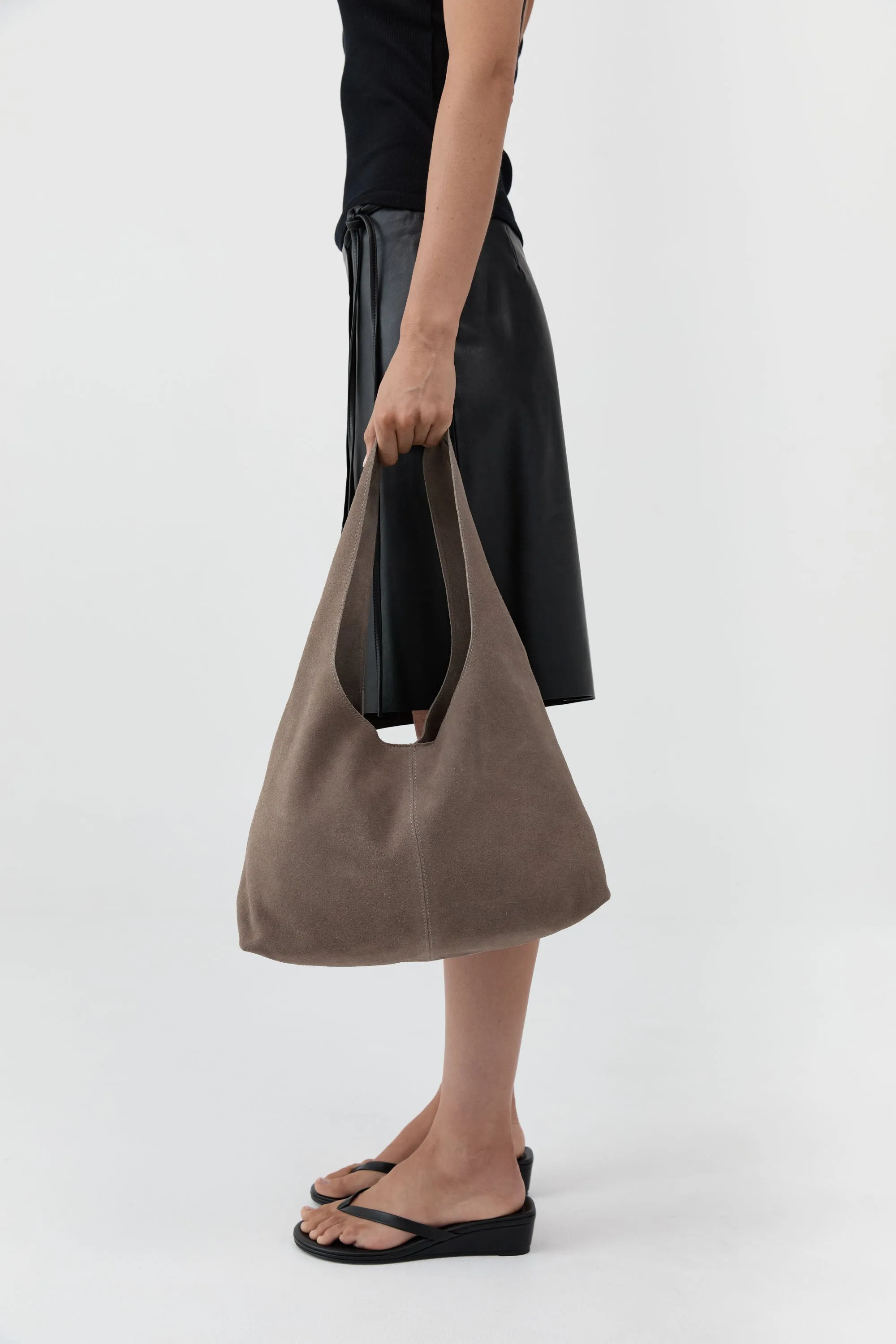 Suede Soft Bag - Pebble sold by St. Agni