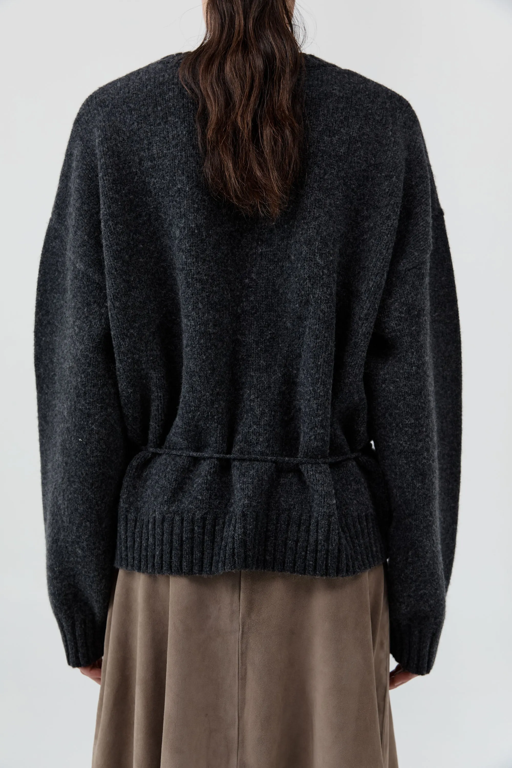 Wool Crew Neck Jumper - Dark Charcoal Melange sold by St. Agni product image thumbnail 4