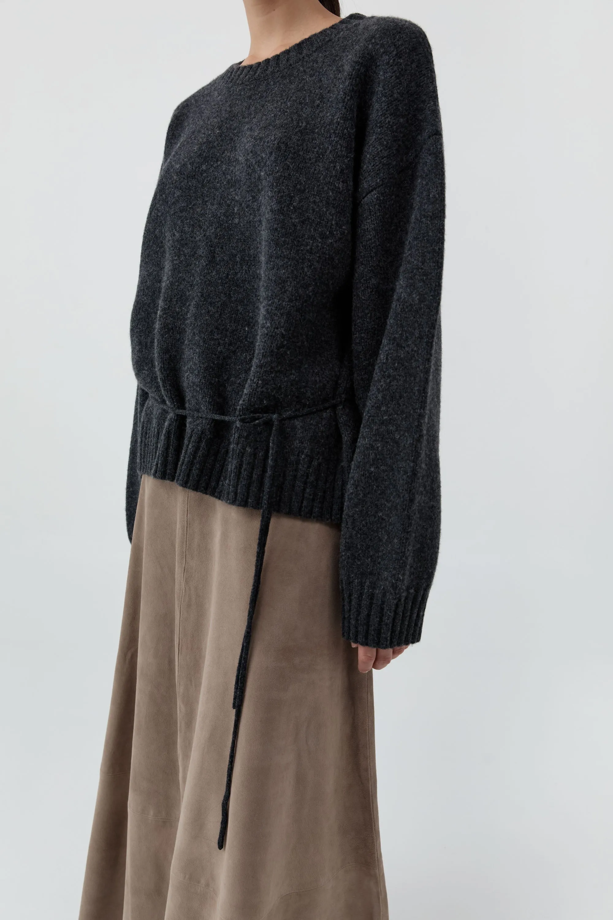 Wool Crew Neck Jumper - Dark Charcoal Melange sold by St. Agni product image thumbnail 3