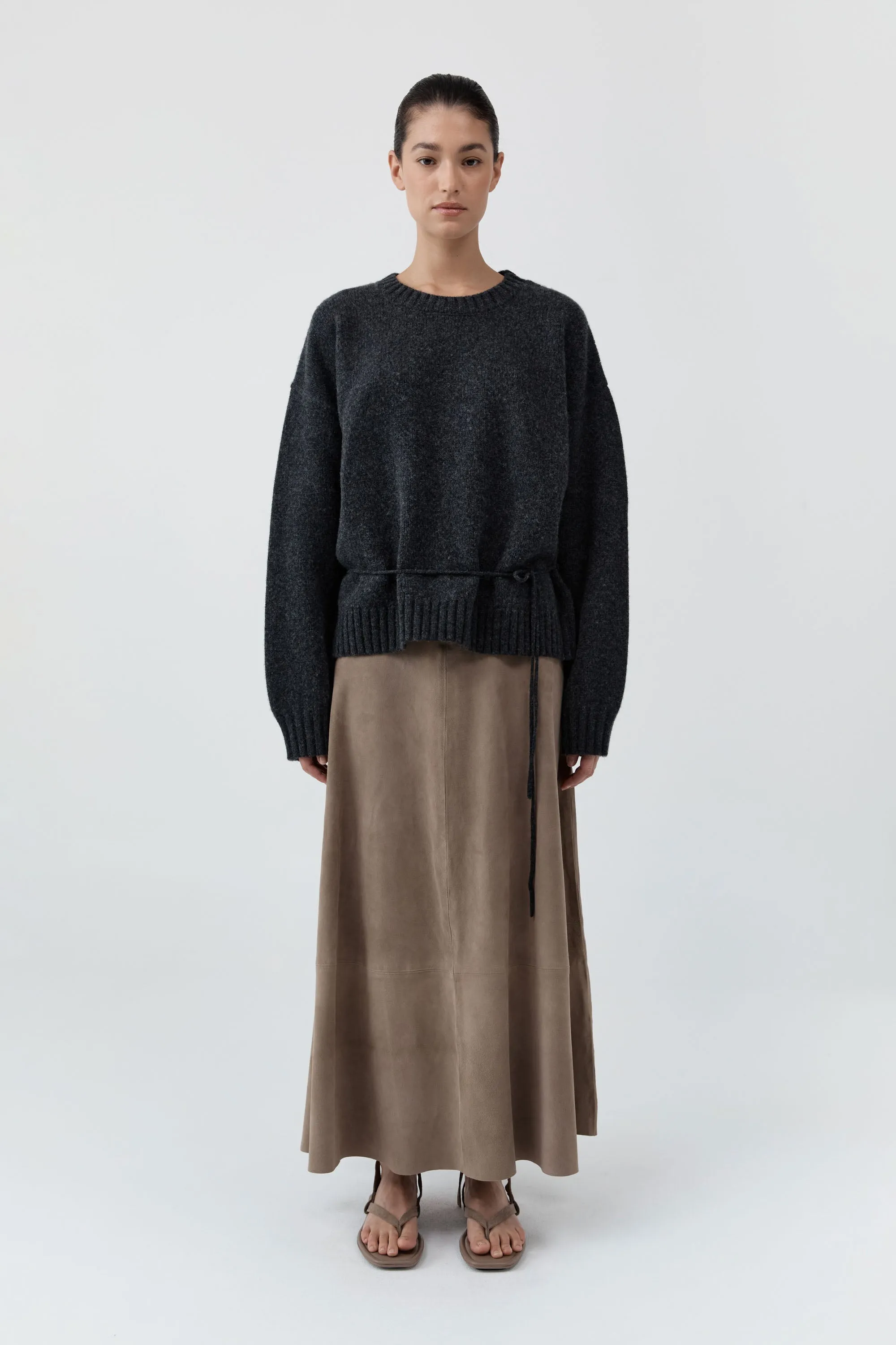 Wool Crew Neck Jumper - Dark Charcoal Melange sold by St. Agni product image thumbnail 2