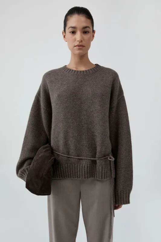 Wool Crew Neck Jumper - Taupe Melange made by St. Agni