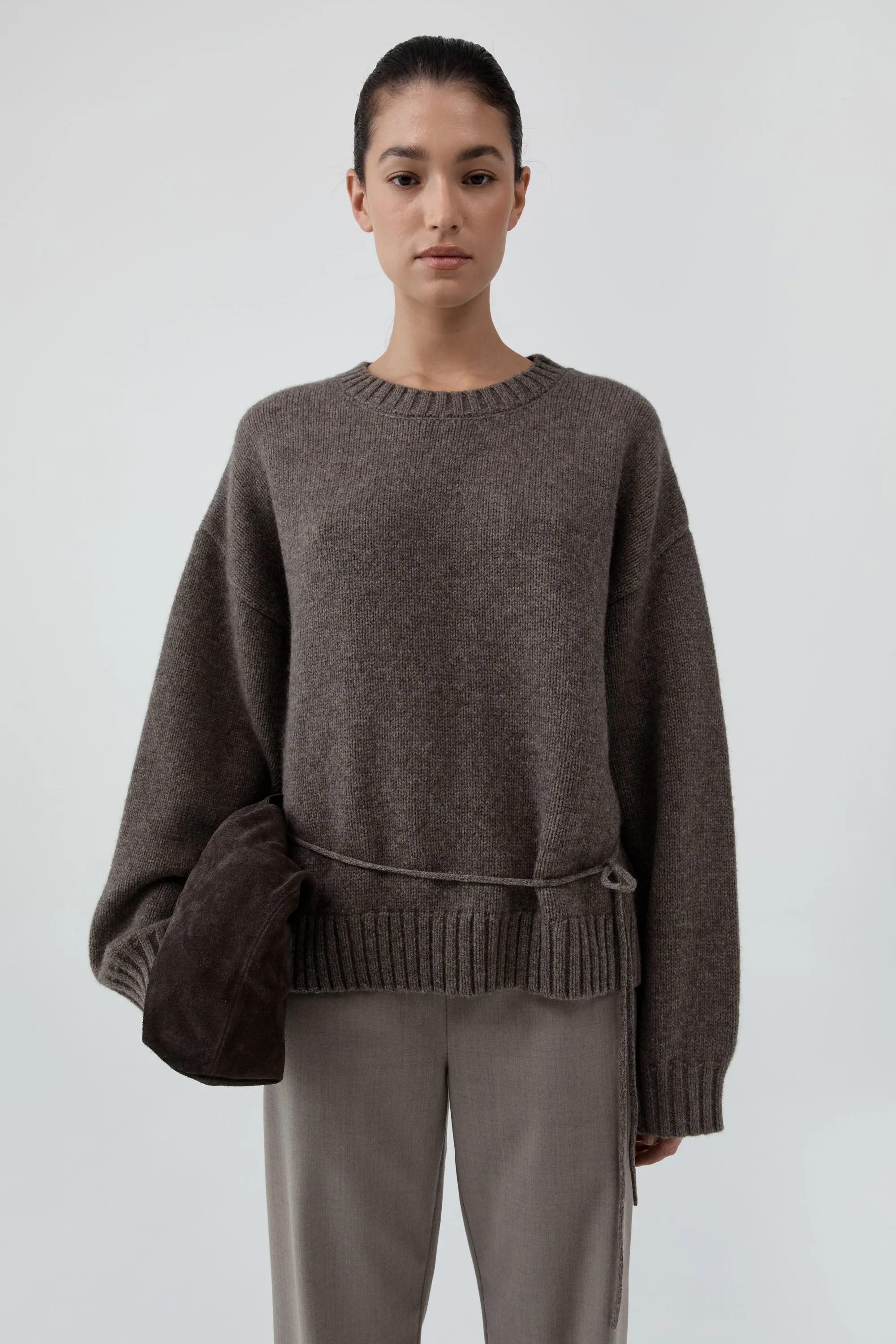 Wool Crew Neck Jumper - Taupe Melange sold by St. Agni