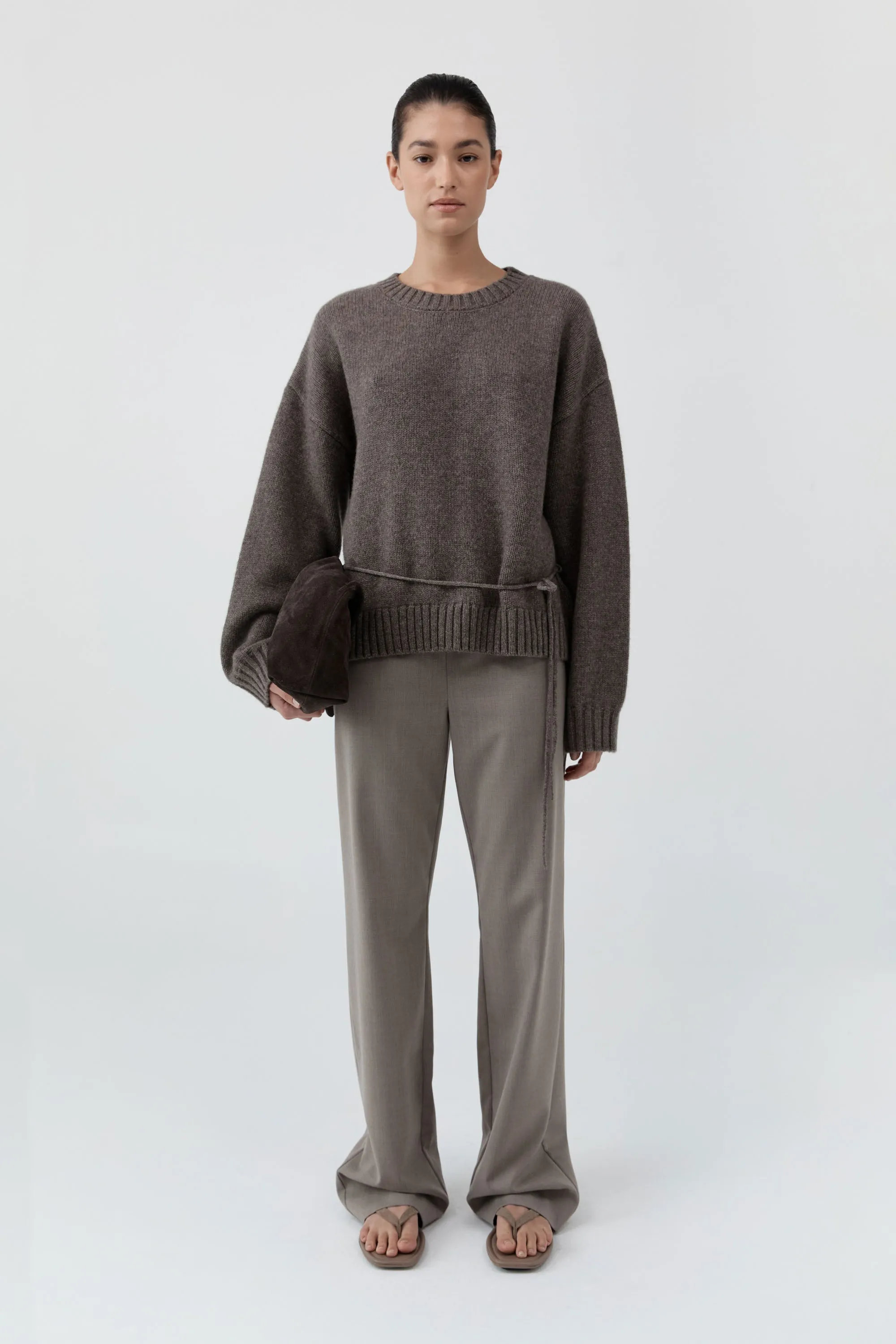 Wool Crew Neck Jumper - Taupe Melange sold by St. Agni product image thumbnail 2