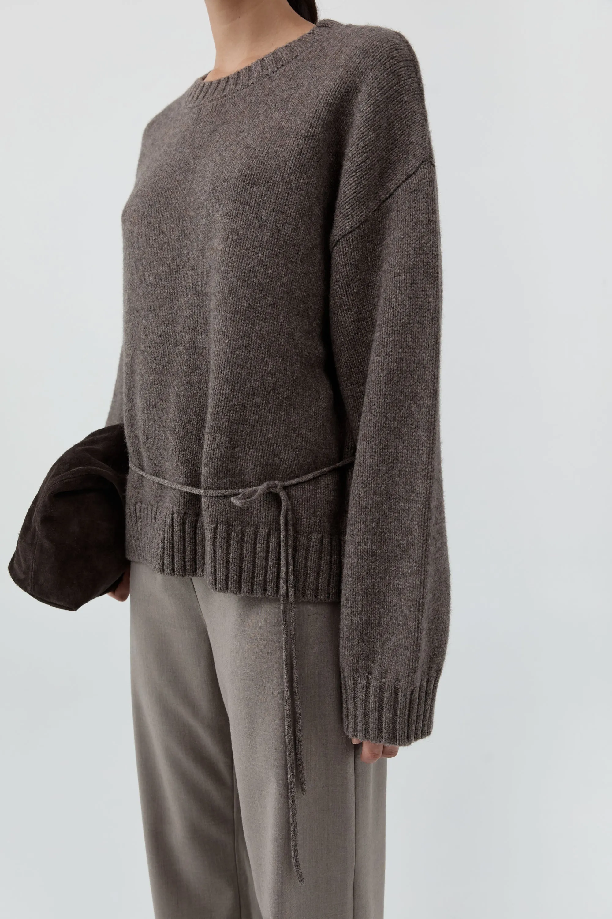 Wool Crew Neck Jumper - Taupe Melange sold by St. Agni product image thumbnail 4