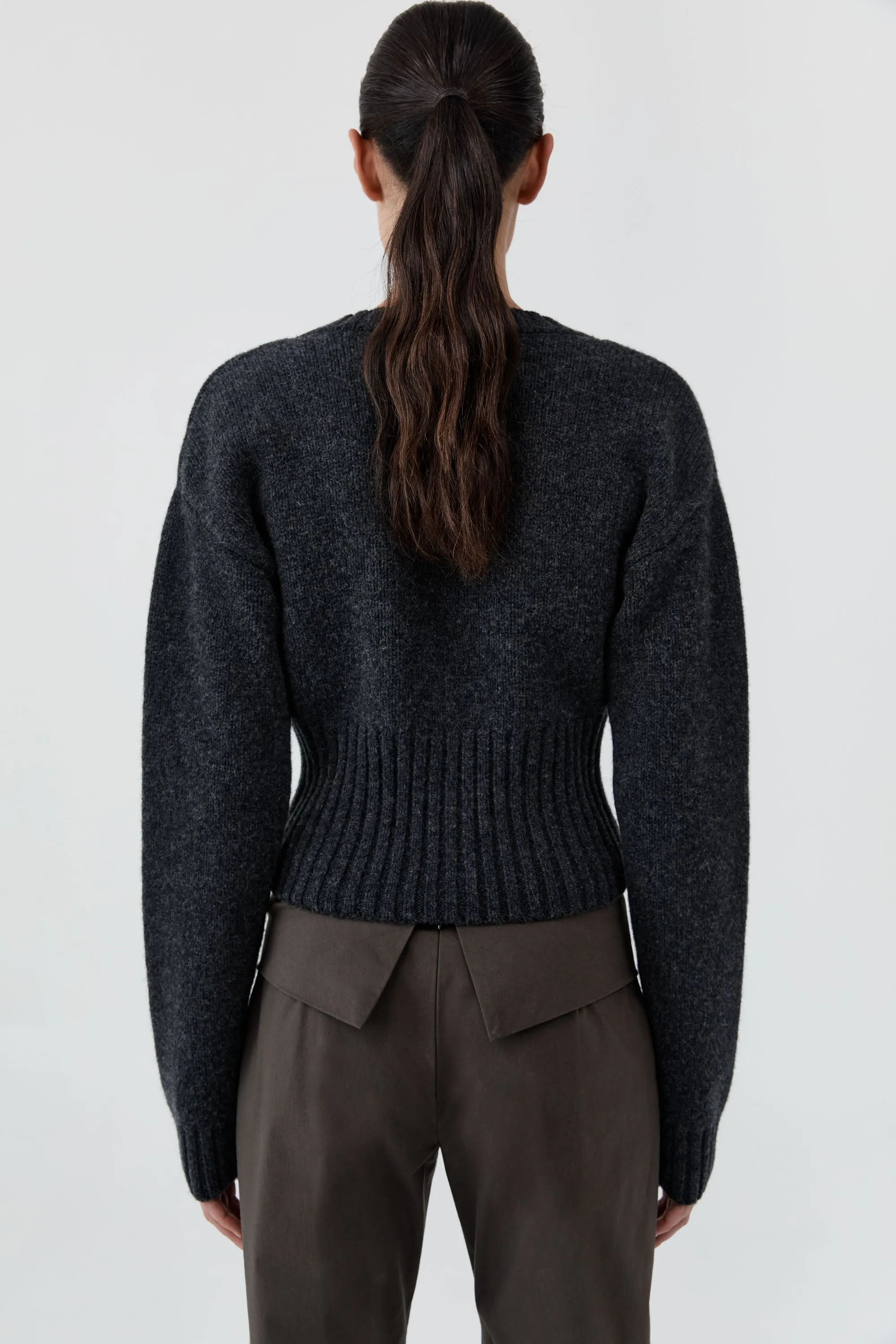 Wool Cardigan - Dark Charcoal Melange sold by St. Agni product image thumbnail 4