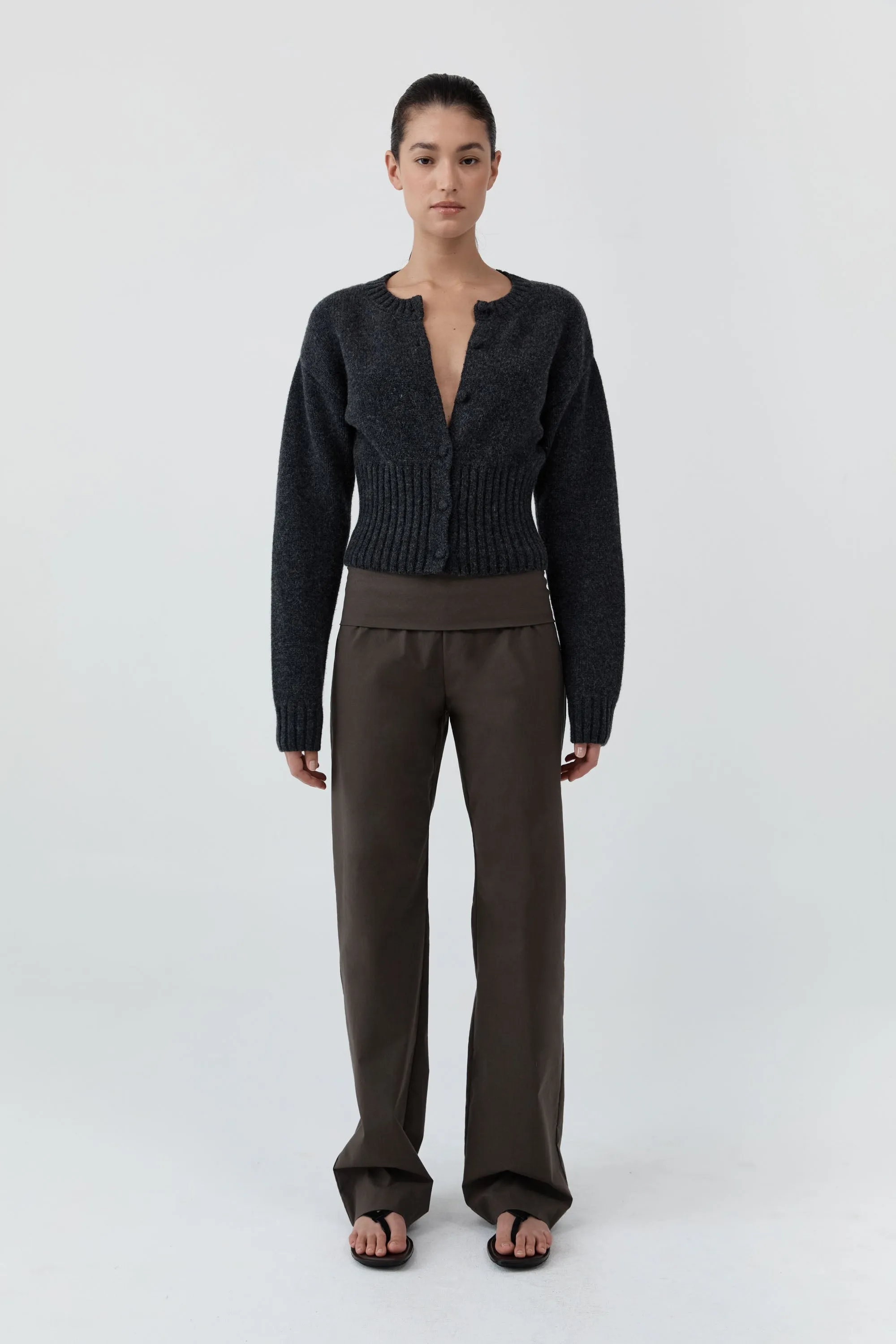 Wool Cardigan - Dark Charcoal Melange sold by St. Agni product image thumbnail 2