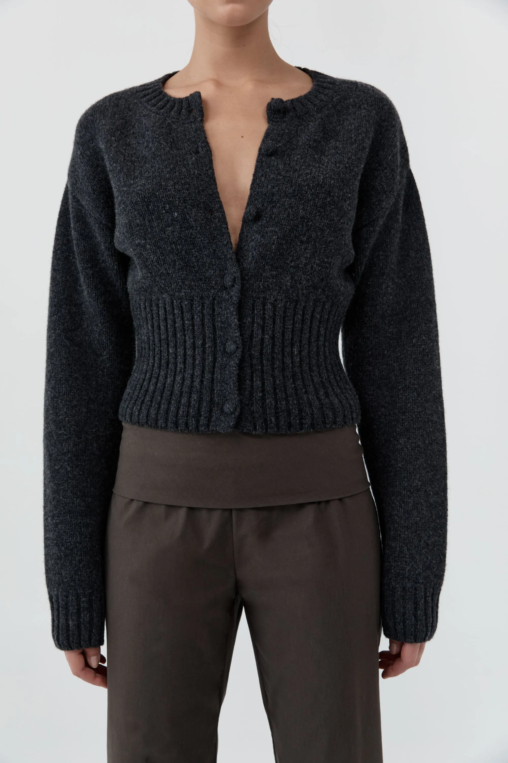 Wool Cardigan - Dark Charcoal Melange sold by St. Agni product image thumbnail 3