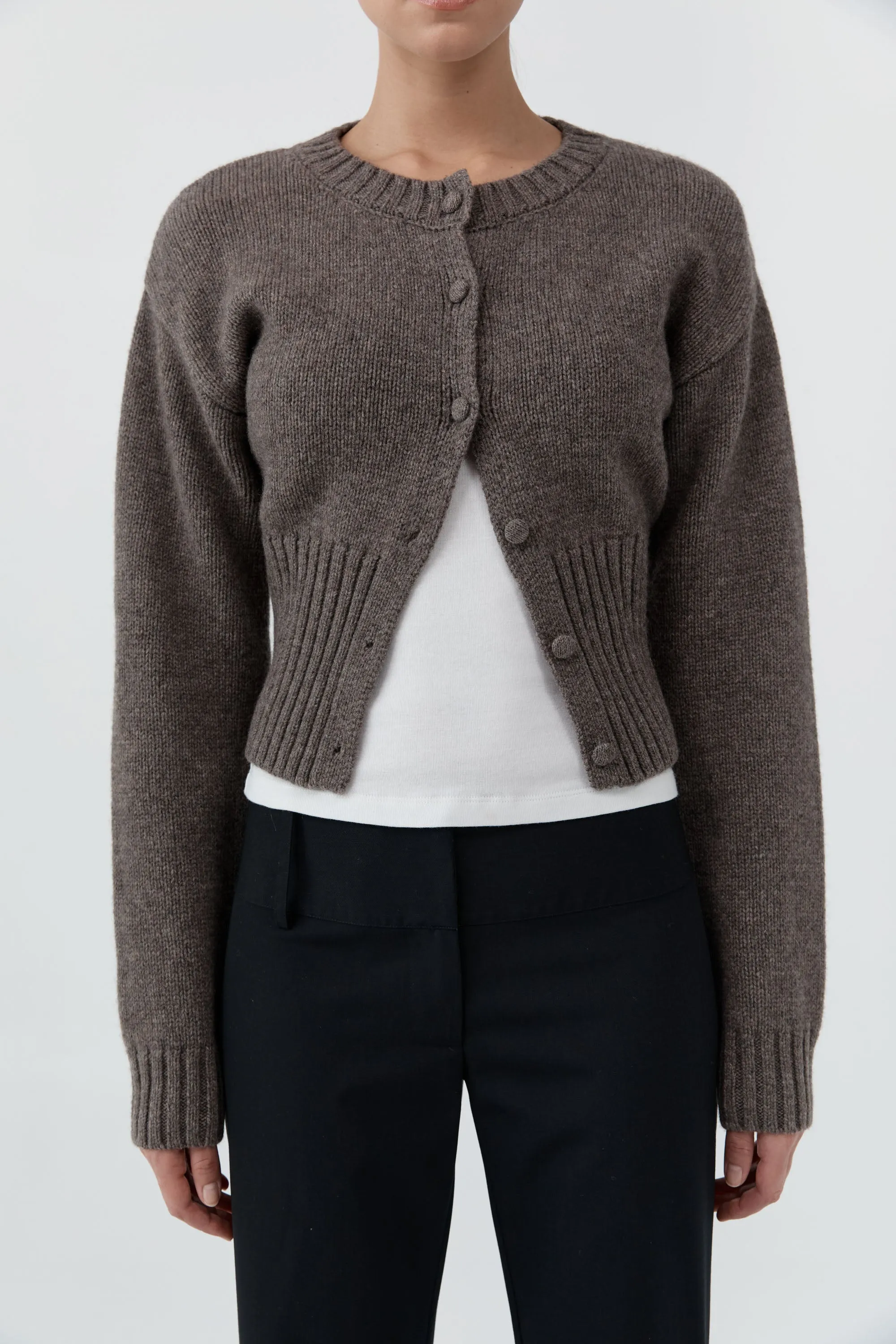 Wool Cardigan - Taupe Melange sold by St. Agni product image thumbnail 5