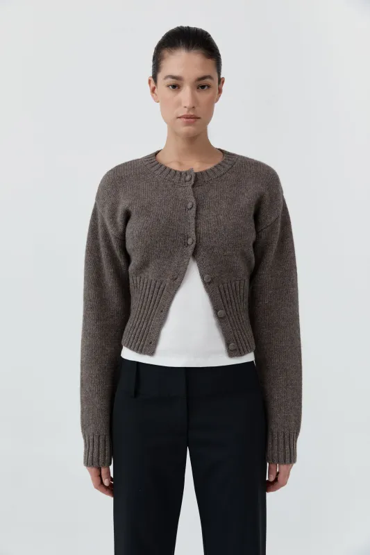 Wool Cardigan - Taupe Melange made by St. Agni