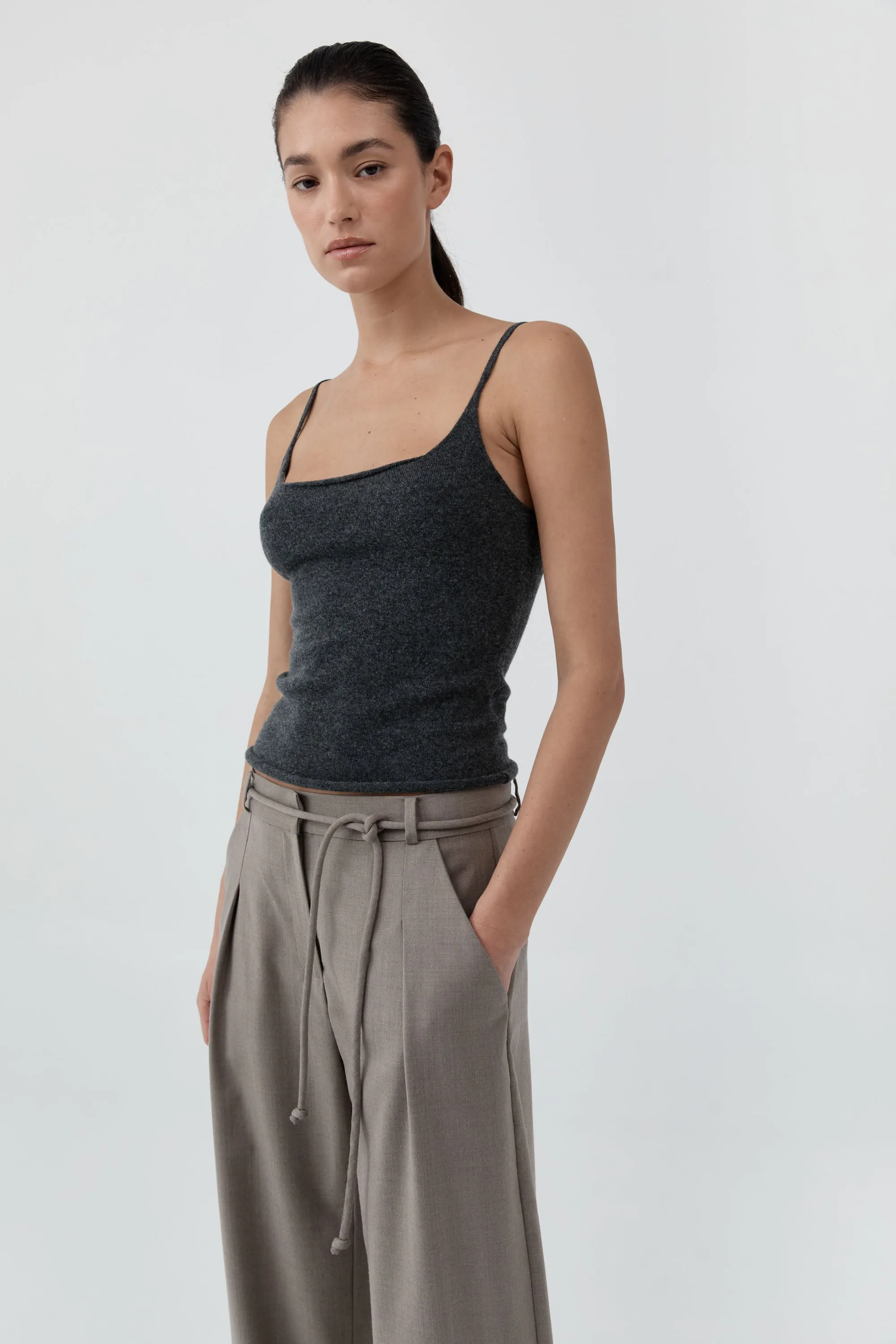 Merino Wool Slim Tank - Charcoal Melange sold by St. Agni product image thumbnail 2