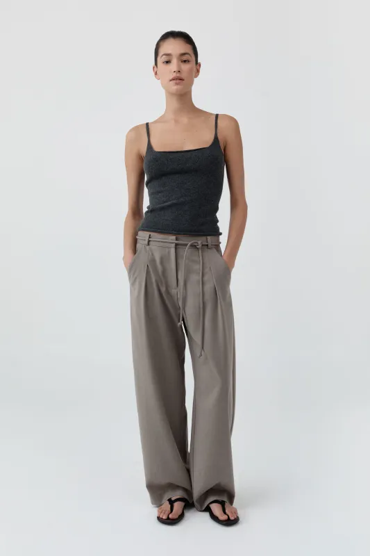 Merino Wool Slim Tank - Charcoal Melange made by St. Agni