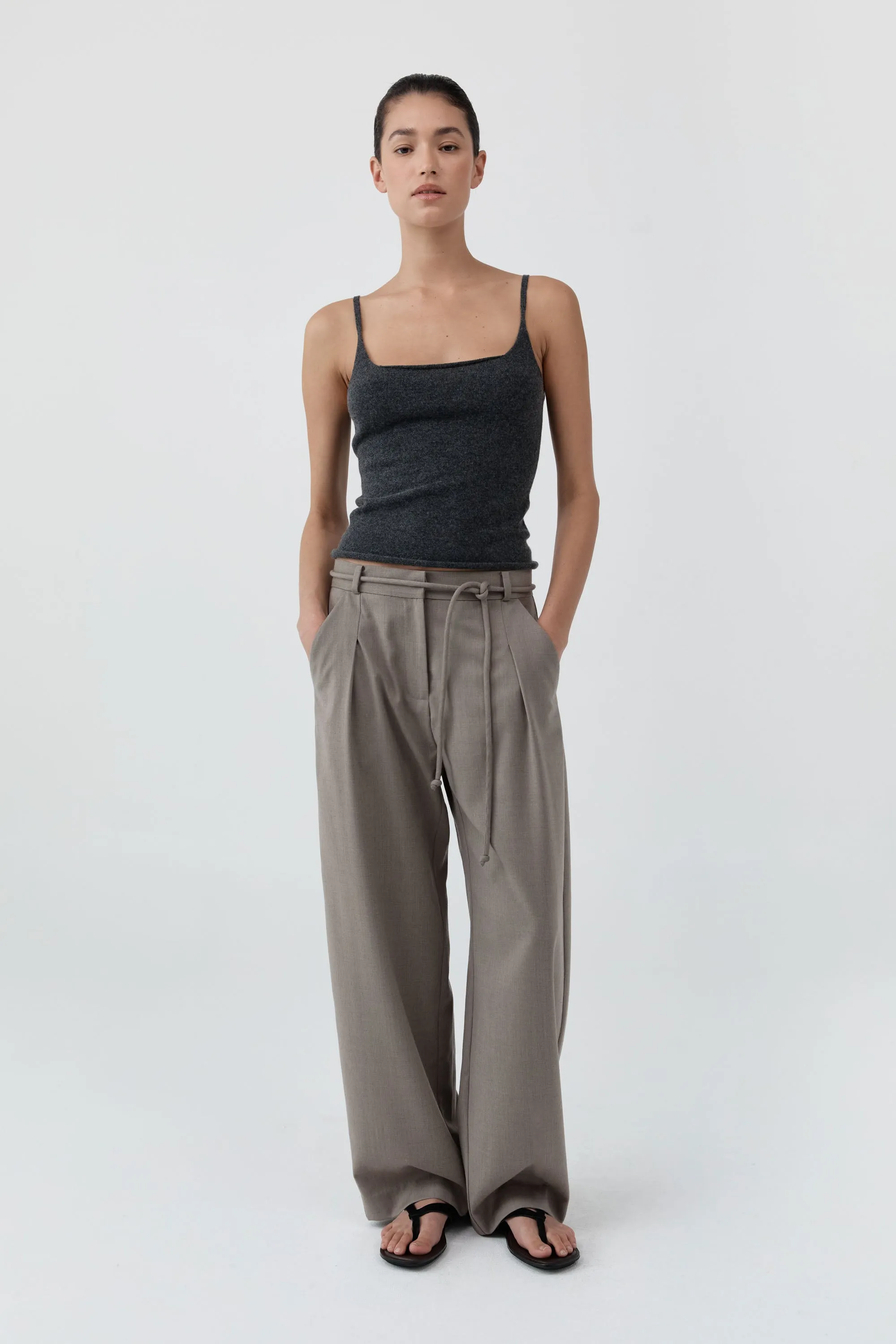 Merino Wool Slim Tank - Charcoal Melange sold by St. Agni