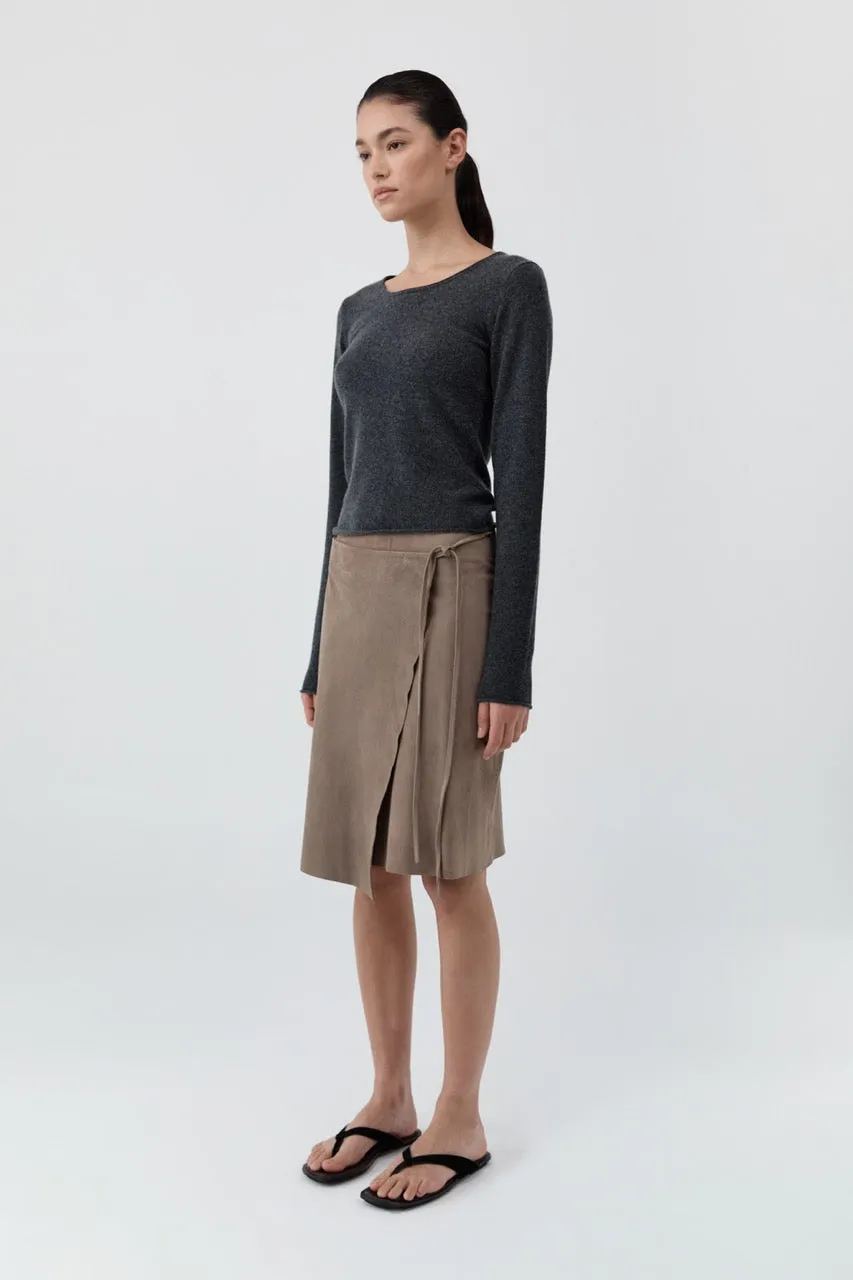 Fine Merino Wool Long Sleeve Top - Charcoal Melange sold by St. Agni product image thumbnail 4