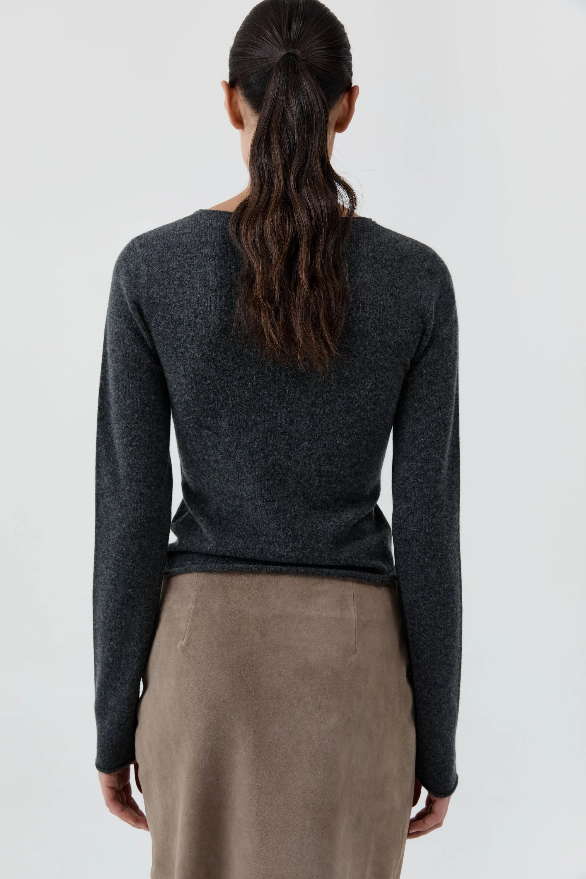 Fine Merino Wool Long Sleeve Top - Charcoal Melange sold by St. Agni product image thumbnail 5