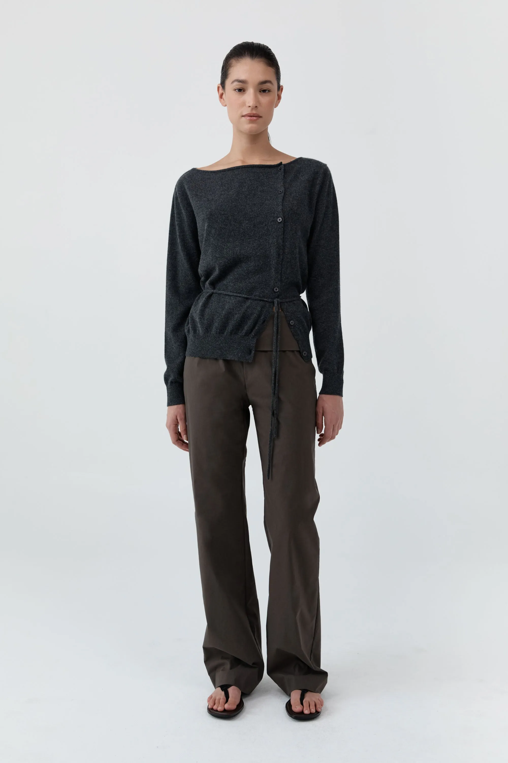 Cashmere Asymm Cardigan - Charcoal Melange sold by St. Agni product image thumbnail 2