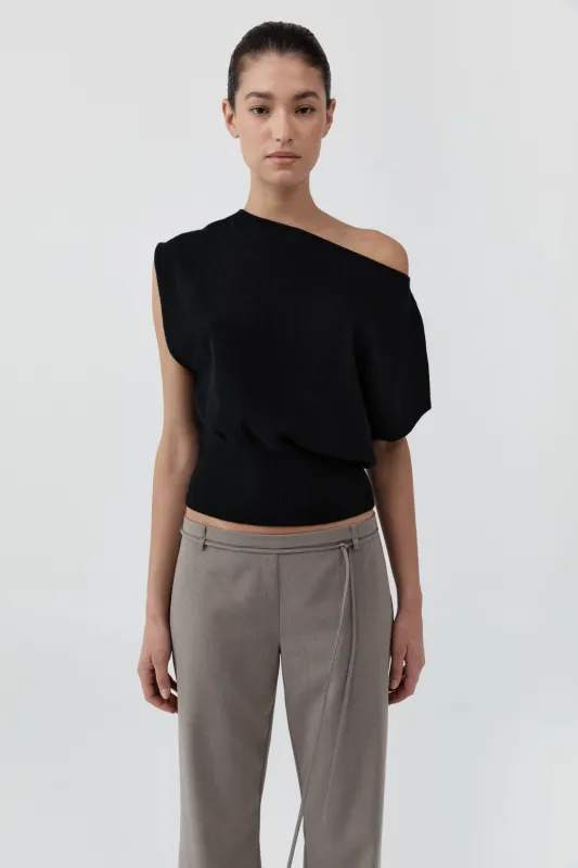Cashmere Asymm Top - Black made by St. Agni