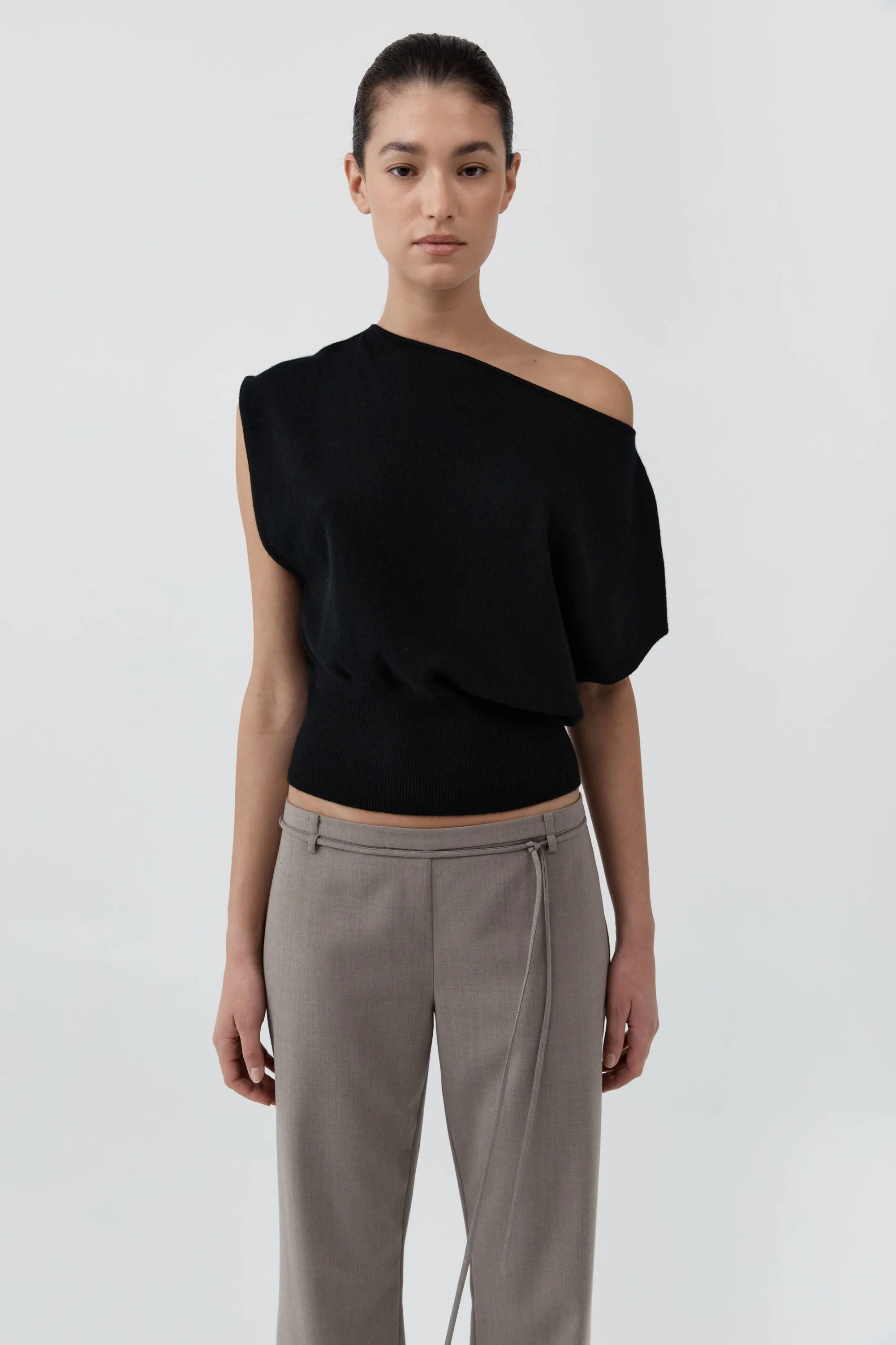 Cashmere Asymm Top - Black sold by St. Agni